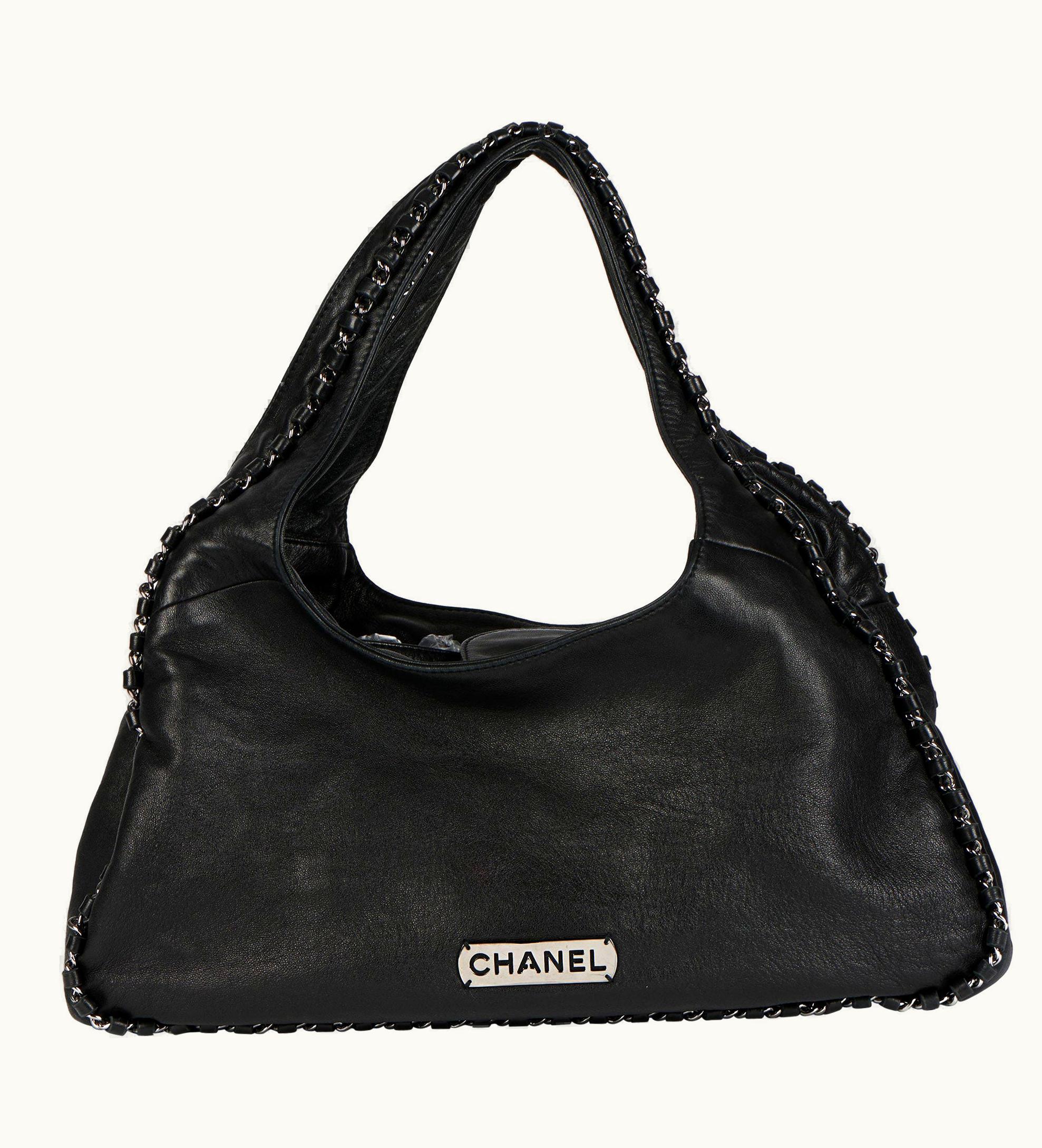 Chanel 2005 Chanel Black Goatskin Chain Around Hobo Bag