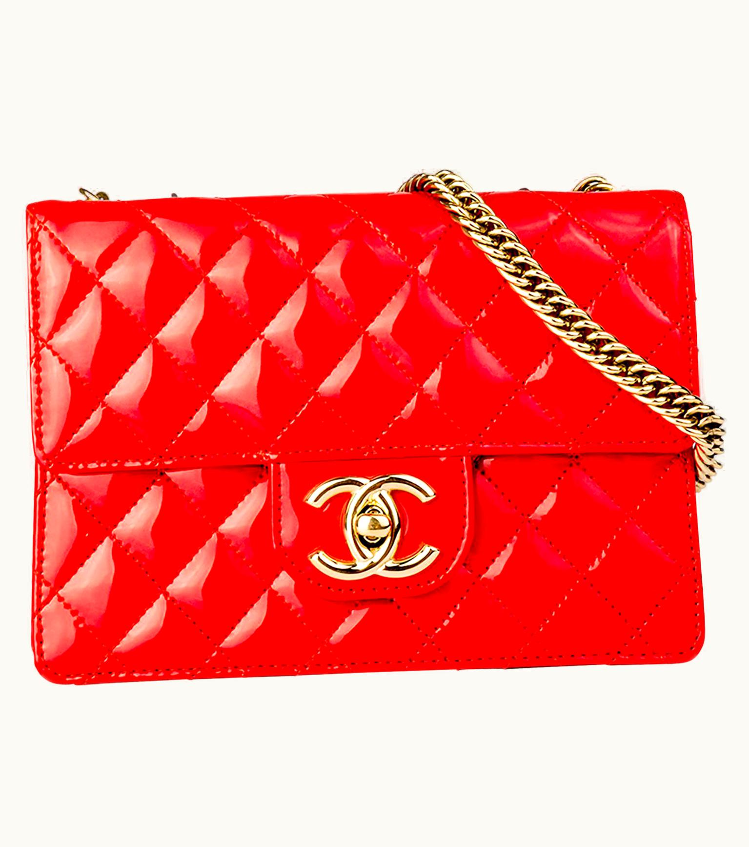 Chanel Chanel Bright Red Micro Mini Patent Leather Classic Flap Bag