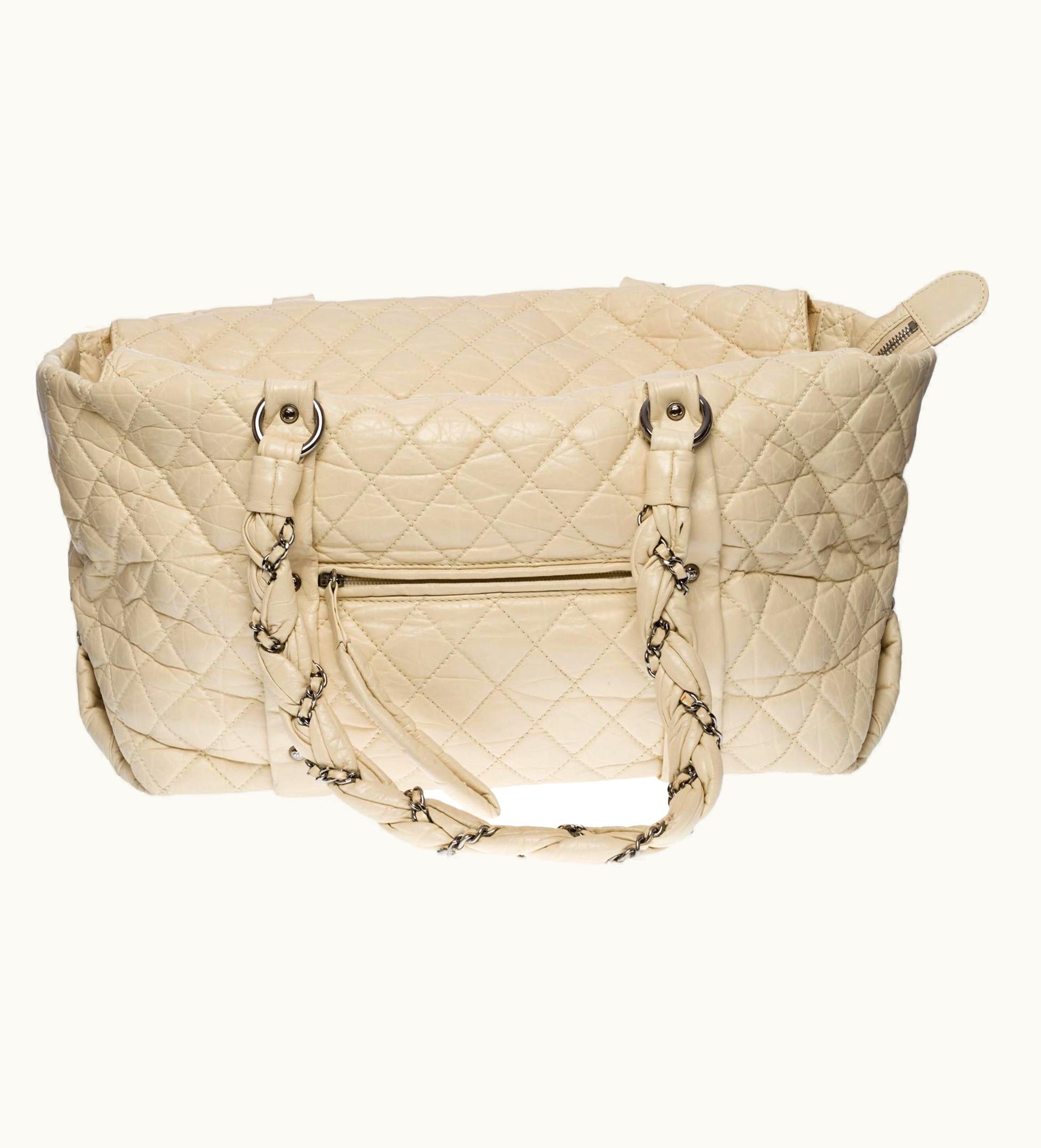 Chanel Gorgeous Chanel Xl Tote Bag In Ivory Puffy Quilted Leather, Shw