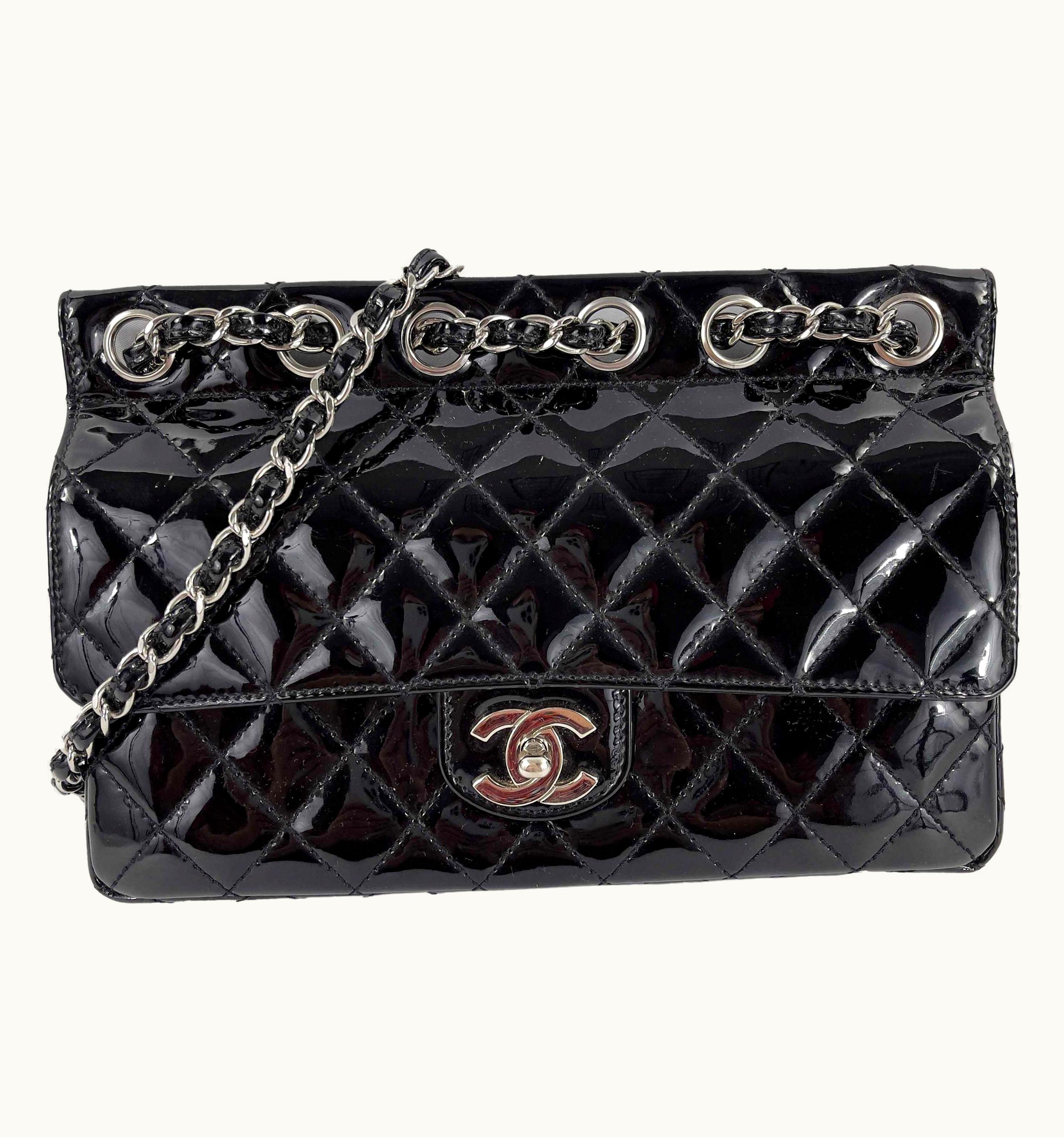 Chanel Chanel 05 Patent Chain Through Flap Bag Quilted - Black S/S Silver-tone Crossbody