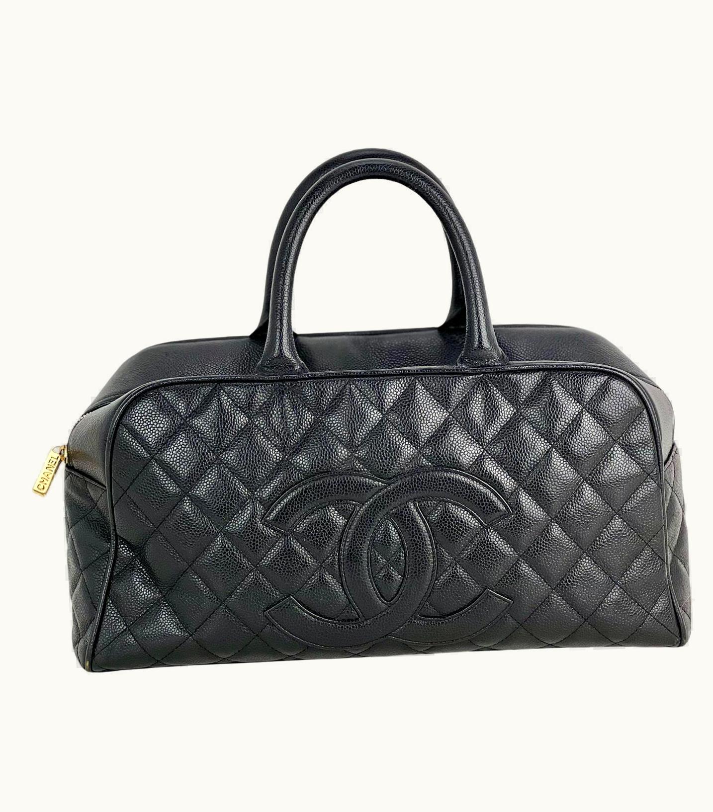 Chanel Chanel Cc Timeless Bowler Quilted Black Caviar Leather Hand Bag