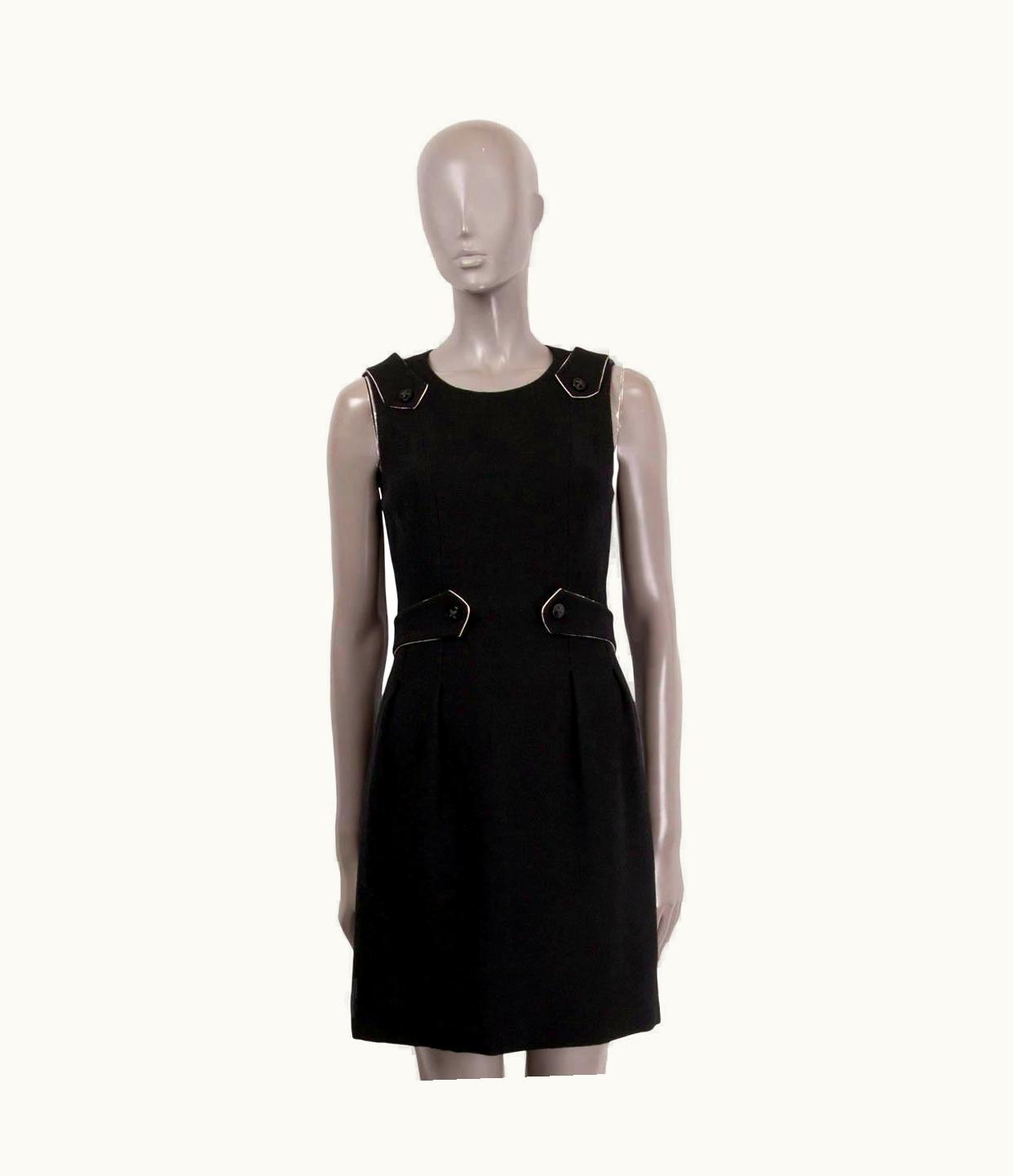 Chanel Chanel Black Wool 2006 06a Waist Belted Sleeveless Sheath Dress