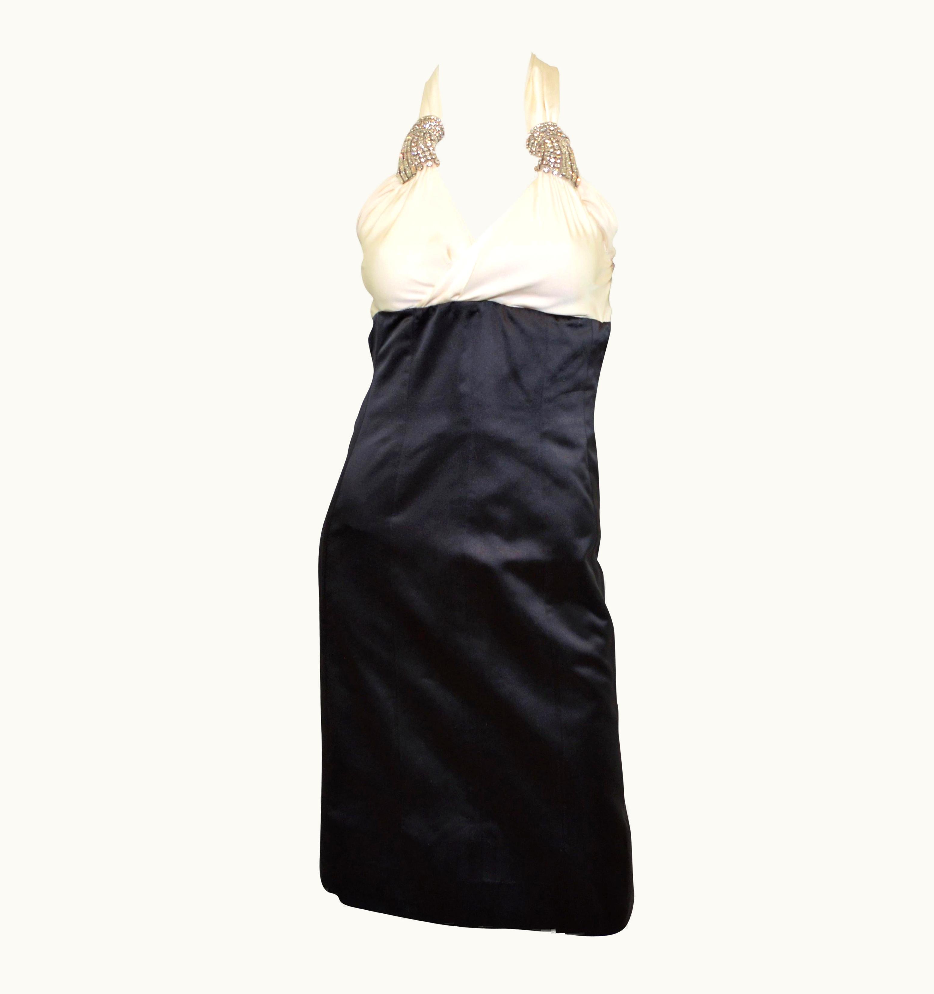 Chanel 2006 Chanel Silk Satin Formal Dress With Rhinestones