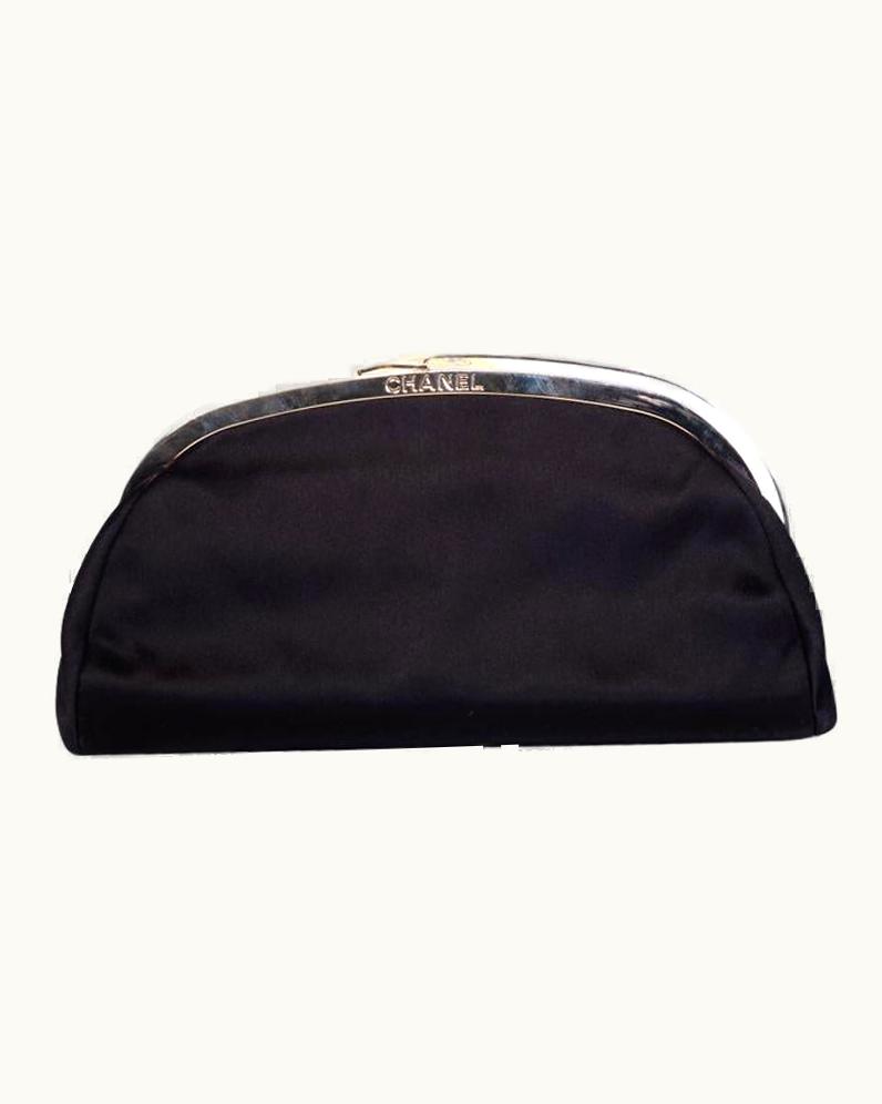 Chanel Chanel Vintage Timeless Satin Gold Tone Detail Clutch