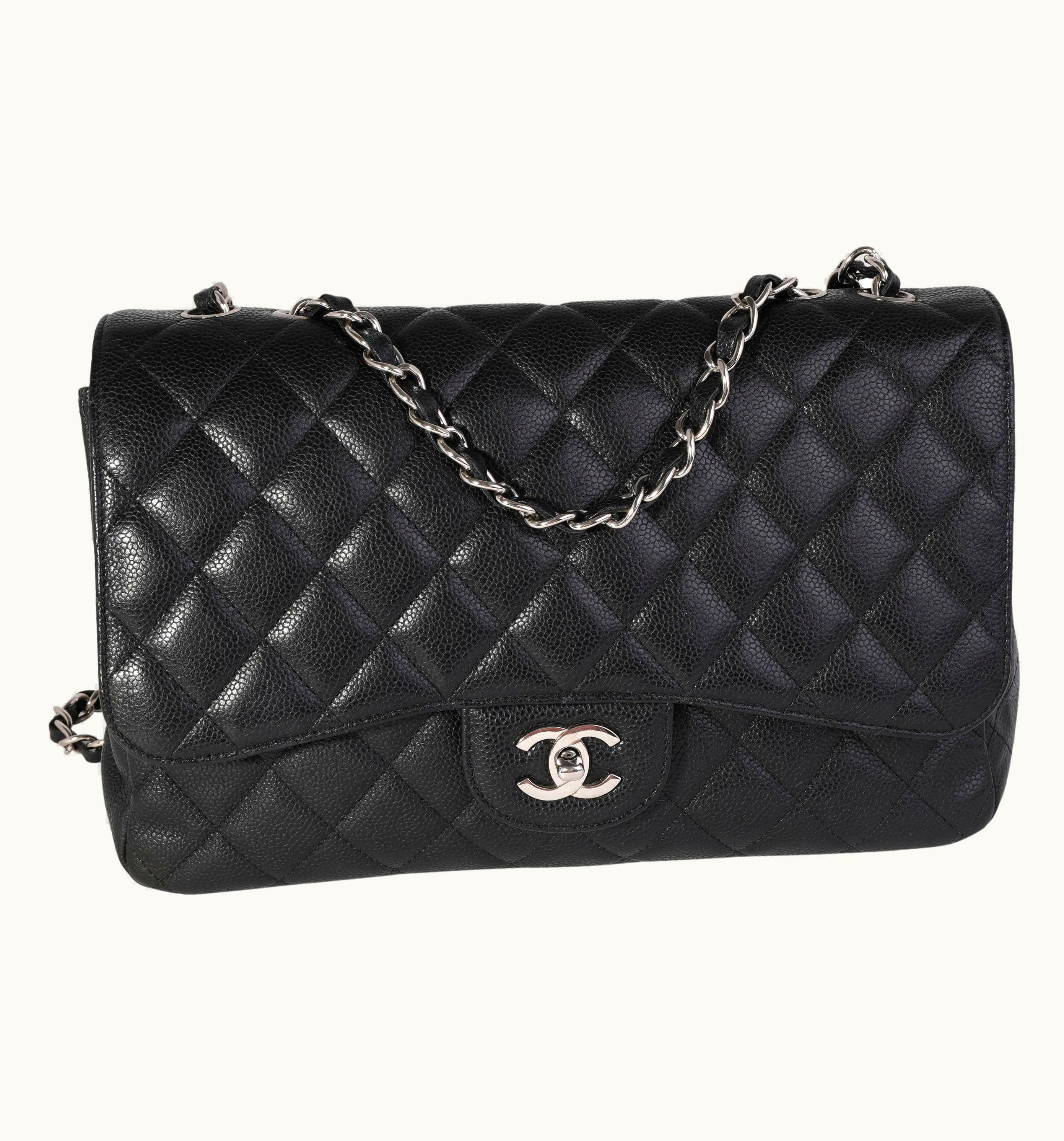 Chanel Chanel Black Quilted Caviar Jumbo Classic Single Flap Bag UZ0593513
