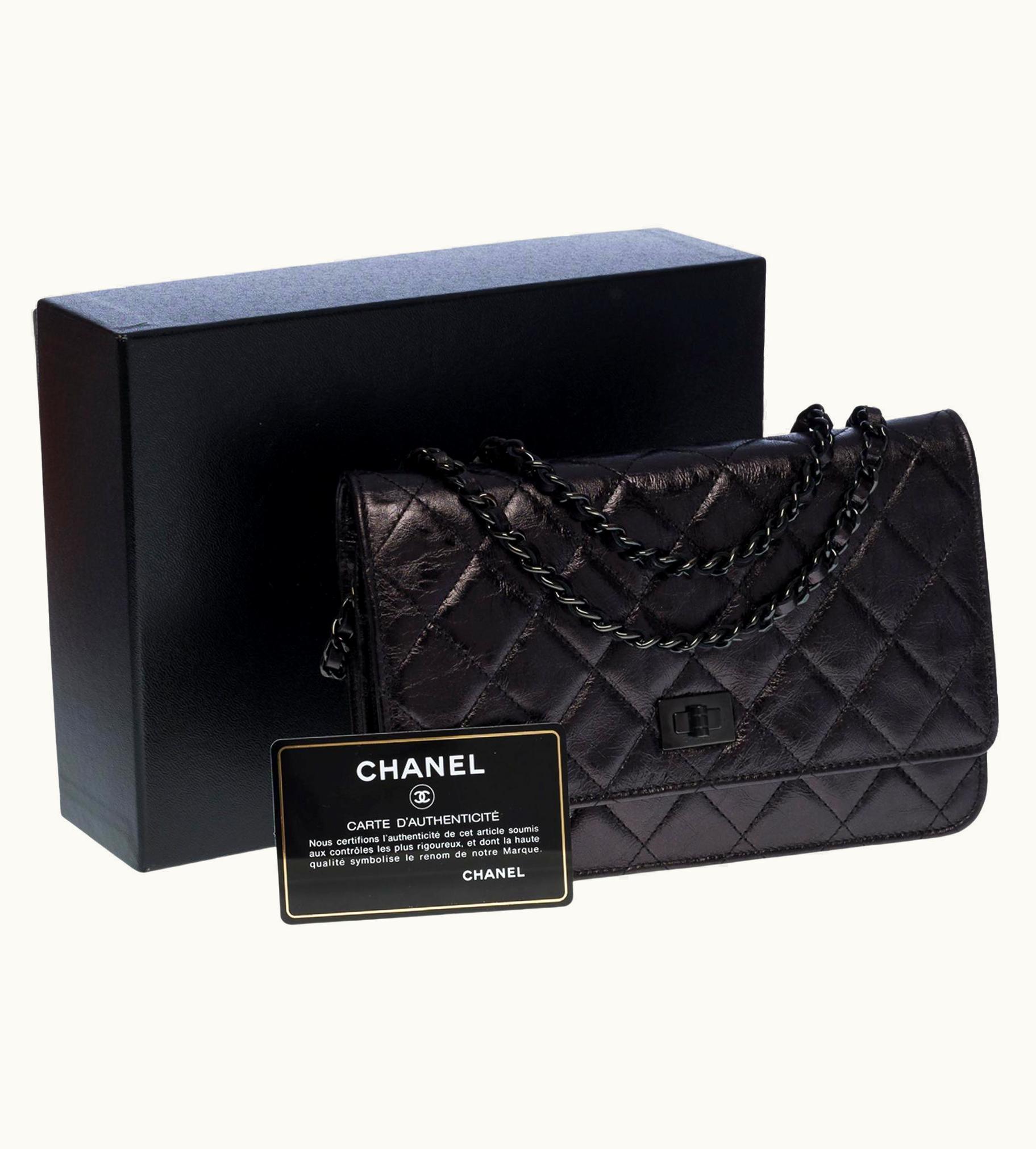 Chanel Chanel 2.55 Wallet On Chain Shoulder Bag In Quilted Glazed Aged Leather, Bhw