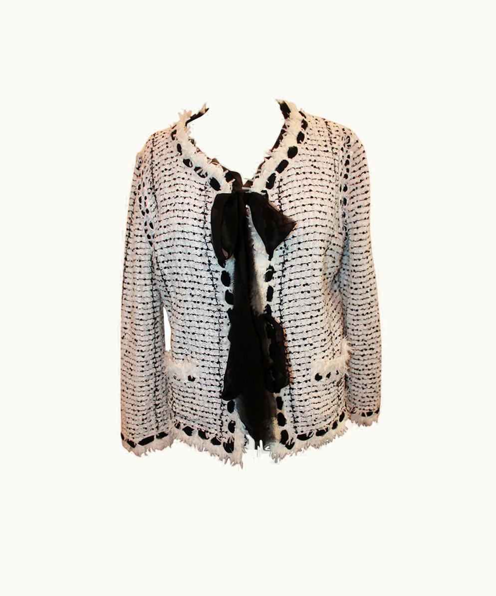 Chanel Chanel 2006 Black & White Tweed Sequin Jacket
