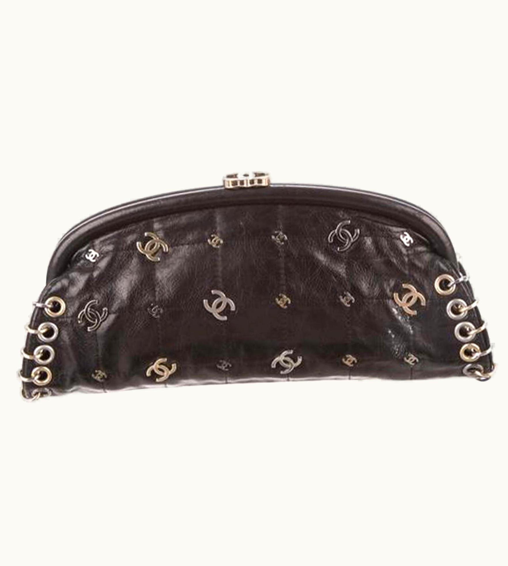 Chanel Chanel Spring 2007 Limited Edition Charm Rare Black Leather Clutch UZ0593542