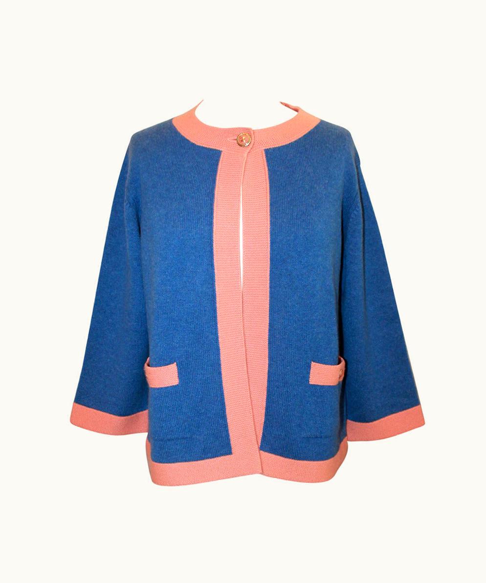 Chanel Chanel 2007 Blue & Peach Cashmere Sweater