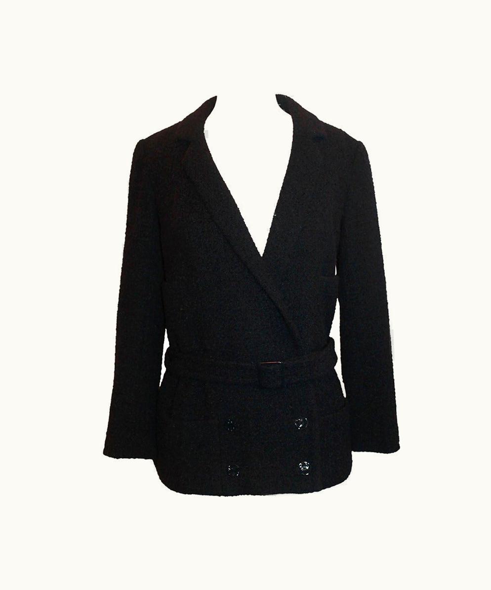 Chanel Chanel 2007 Navy Wool/Alpaca Blend 4-Pocket Jacket WS/S Belt
