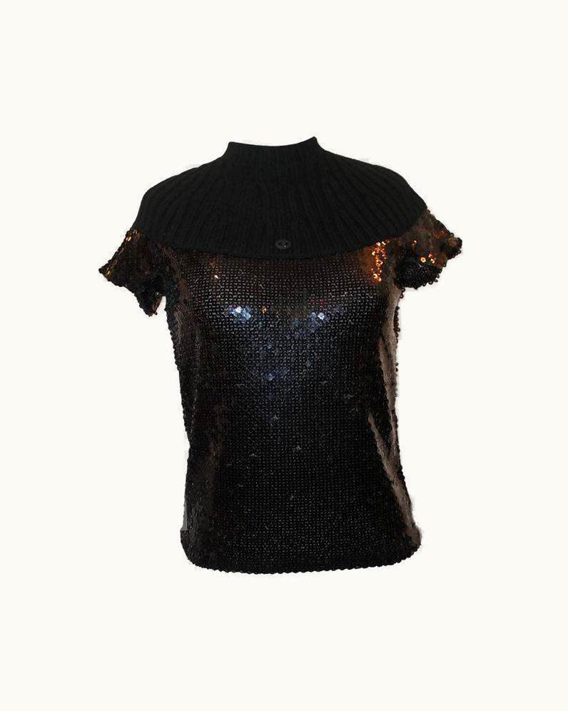 Chanel Chanel 2007 Black Cashmere & Sequin Knit Top