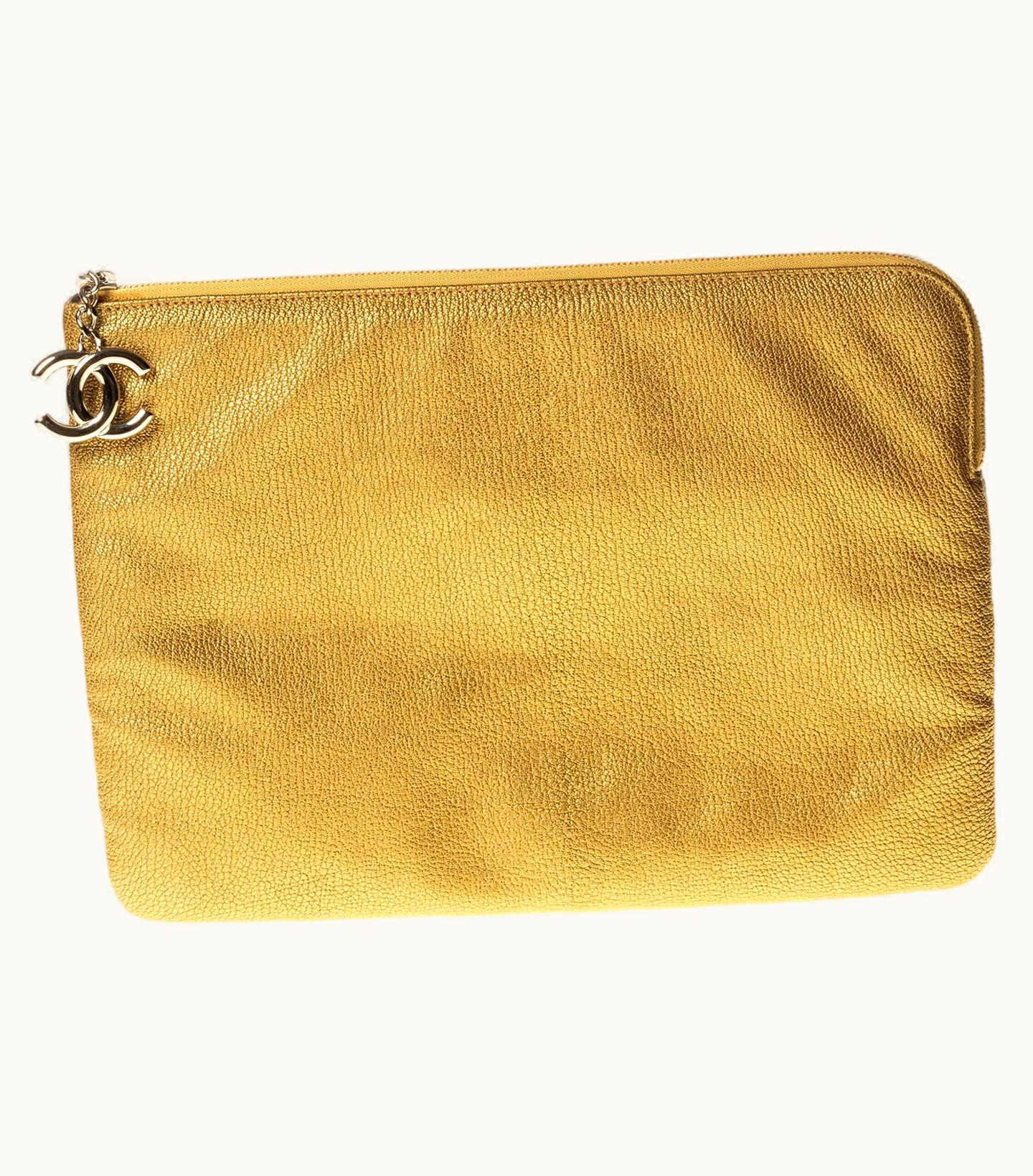 Chanel Chanel Gold Caviar Leather Medium O Case Clutch (Circa 2008)