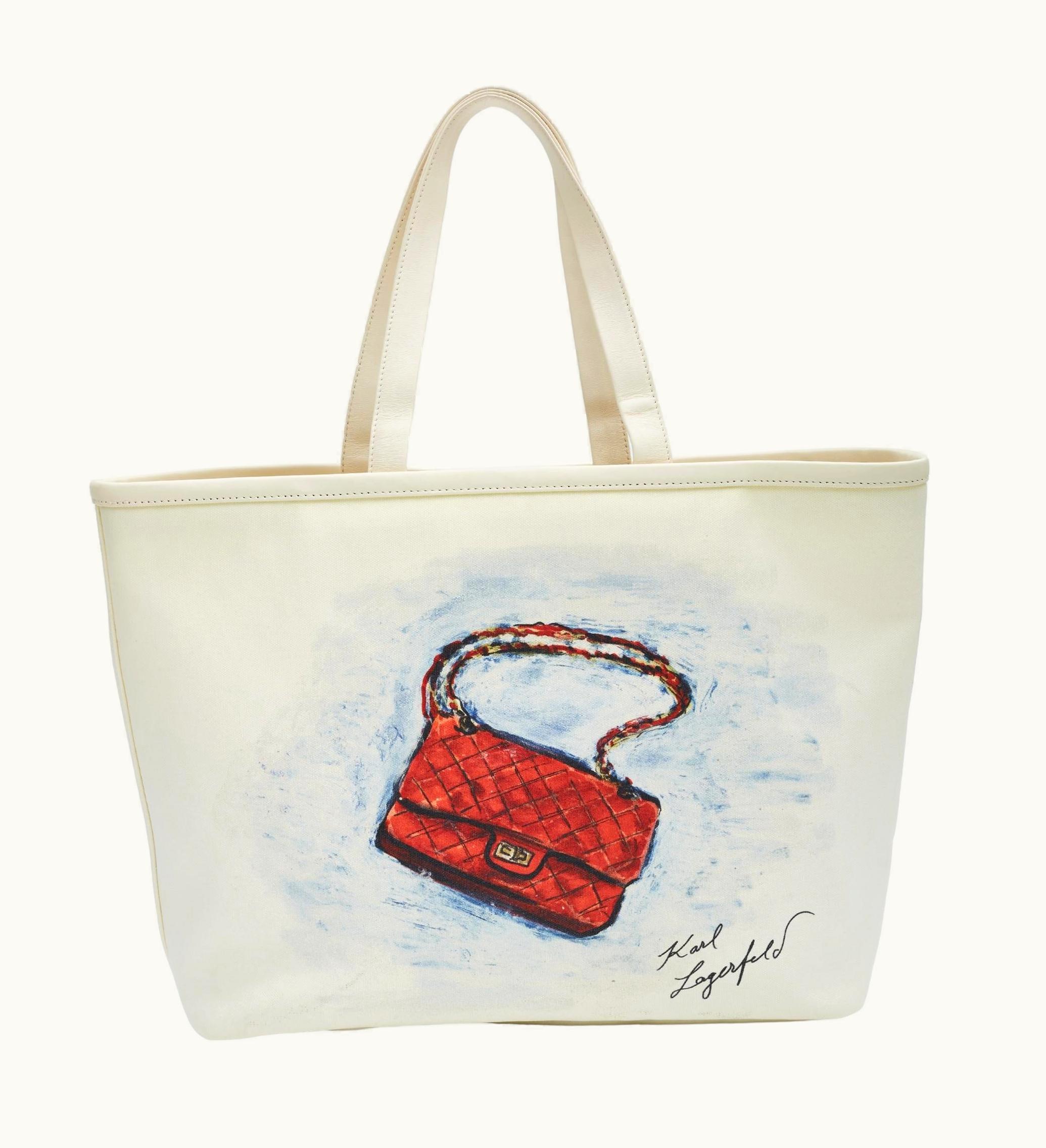 Chanel Chanel White Canvas Karl Lagerfeld Mobile Art Tote Limited Edition (Circa 2008)