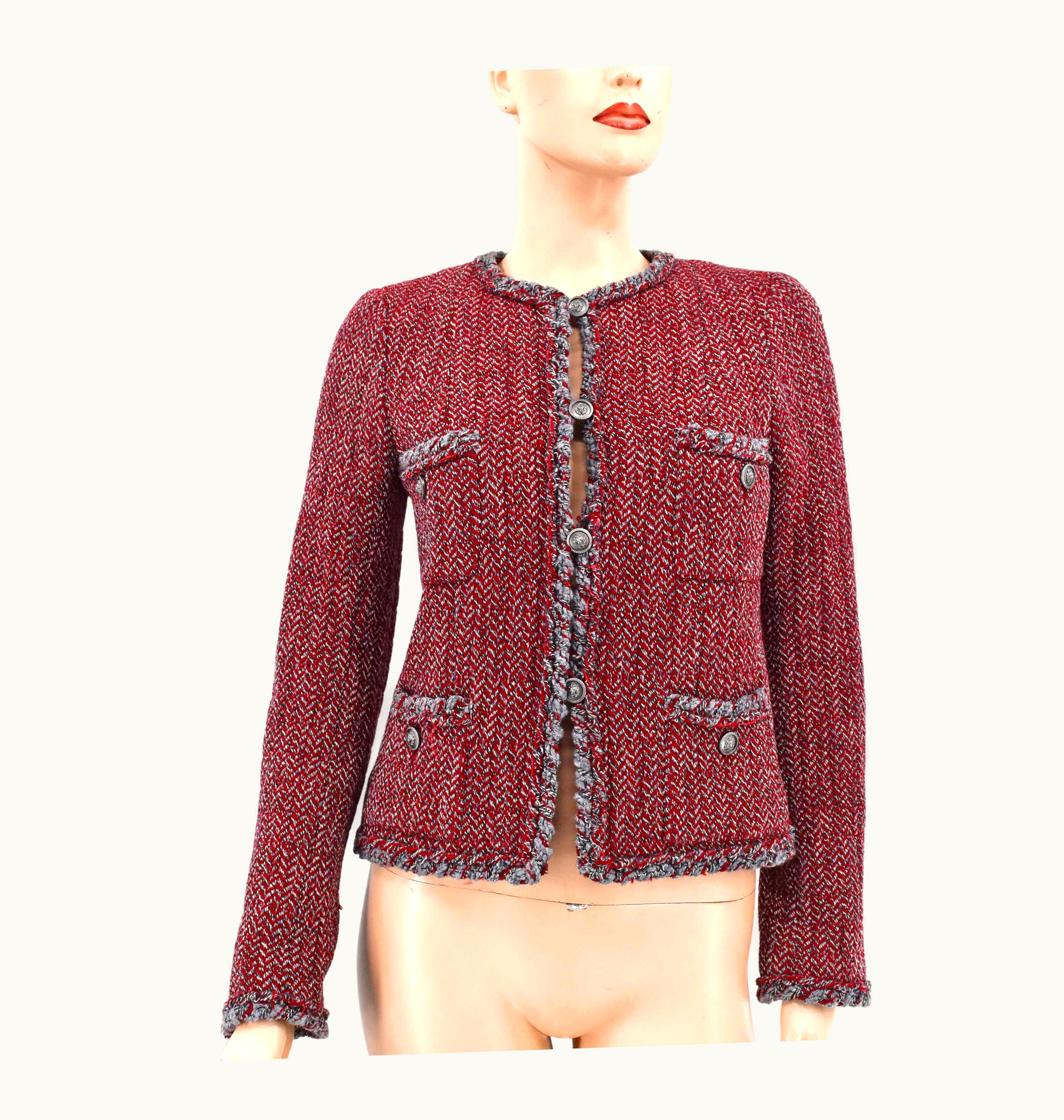 Chanel Chanel Cc Logo 4 Pockets Braided Trim Tweed Jacket Blazer 08a 2008 With Tag