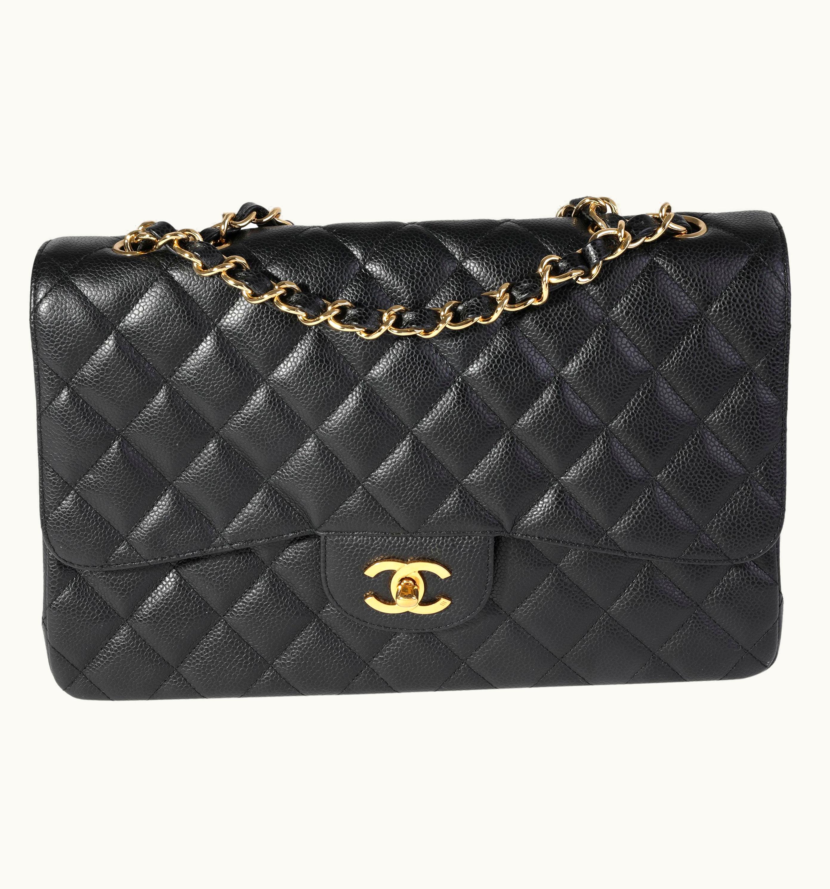 Chanel Chanel Black Quilted Caviar Jumbo Classic Single Flap Bag UZ0593587