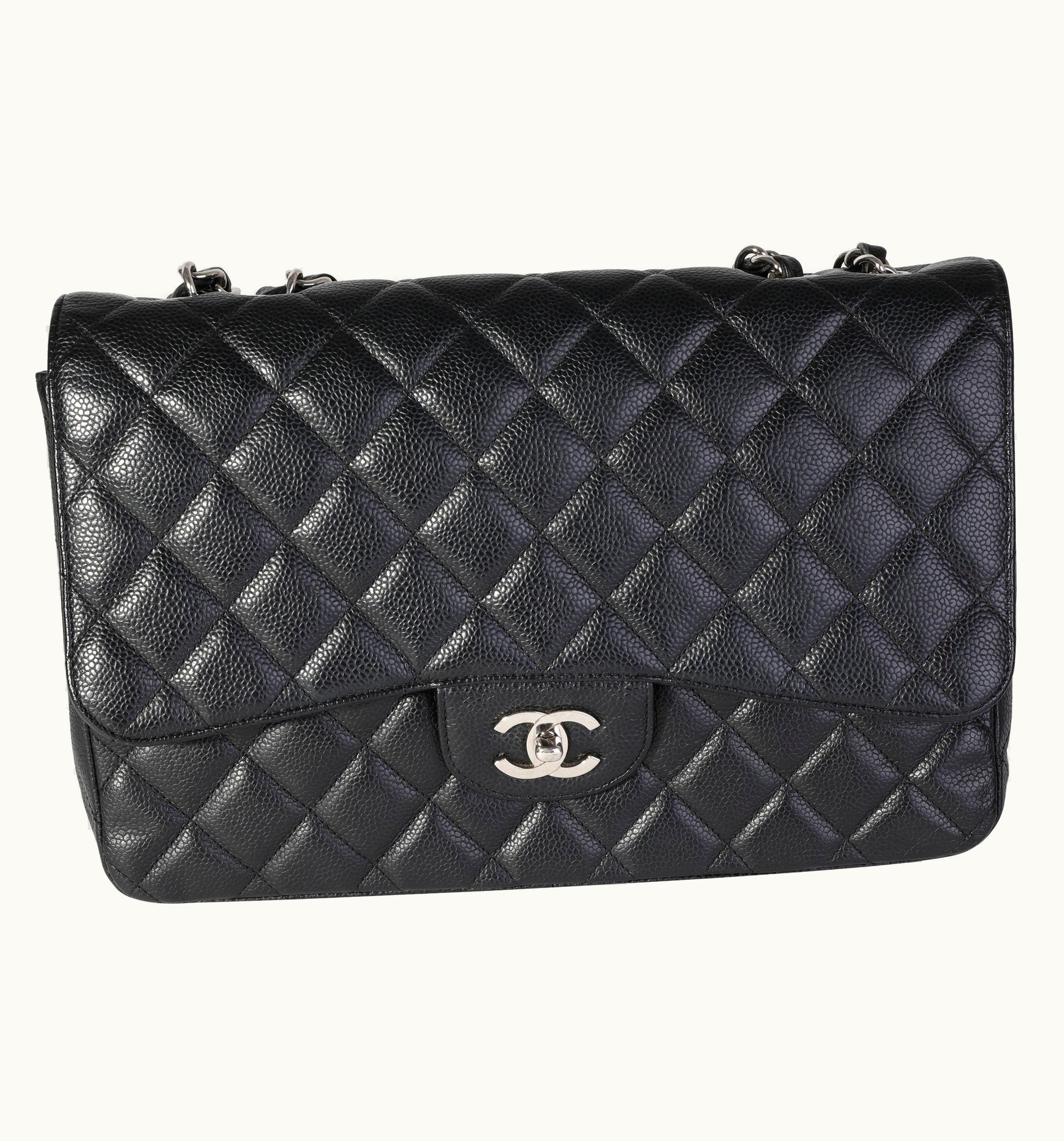 Chanel Chanel Black Quilted Caviar Jumbo Classic Single Flap Bag UZ0593589