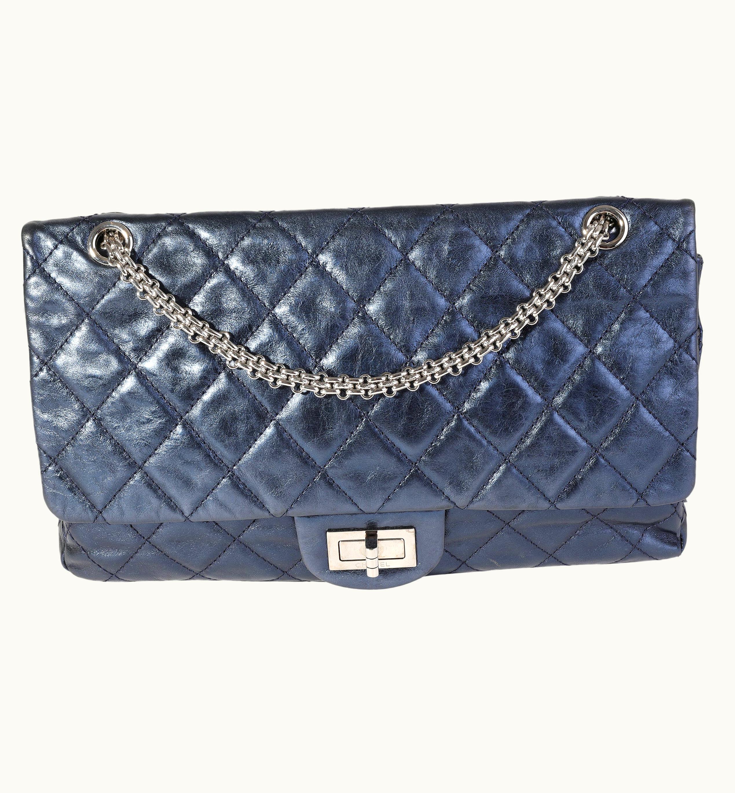 Chanel Chanel Metallic Blue Quilted Aged Calfskin Reissue 2.55 227 Double Flap Bag