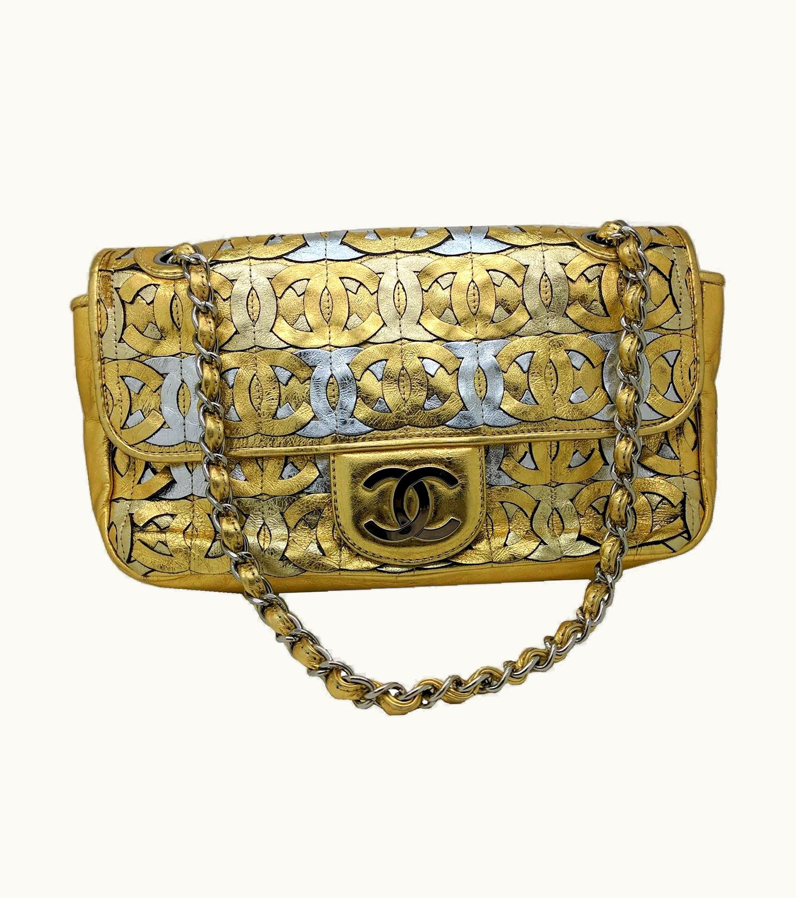 Chanel Chanel 2008 Metallic Gold & Silver Cc Flap Bag