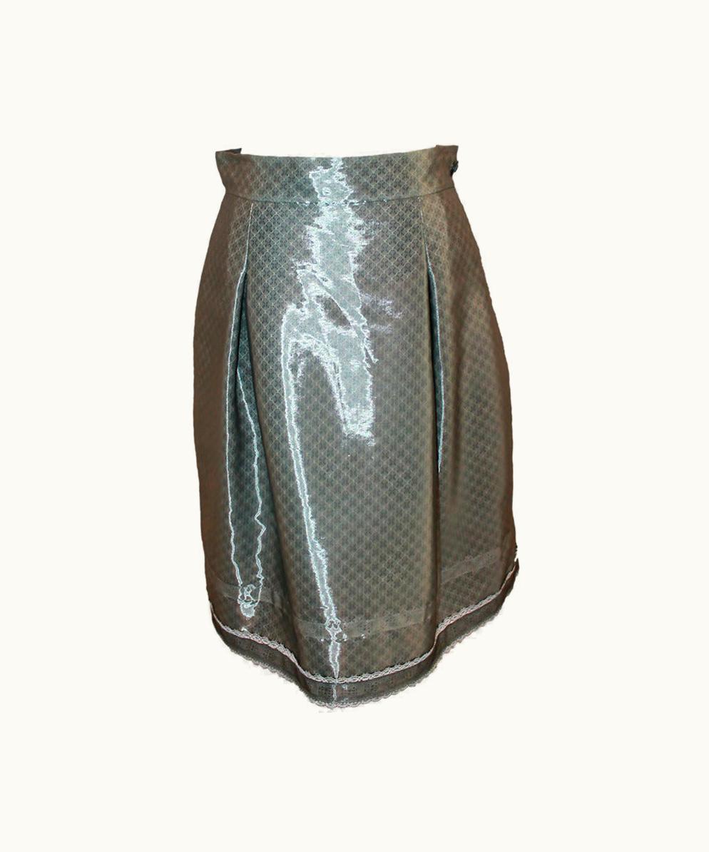 Chanel Chanel Silk Organza Sheer Gunmetal & Lace Layered Skirt - 42 - Circa