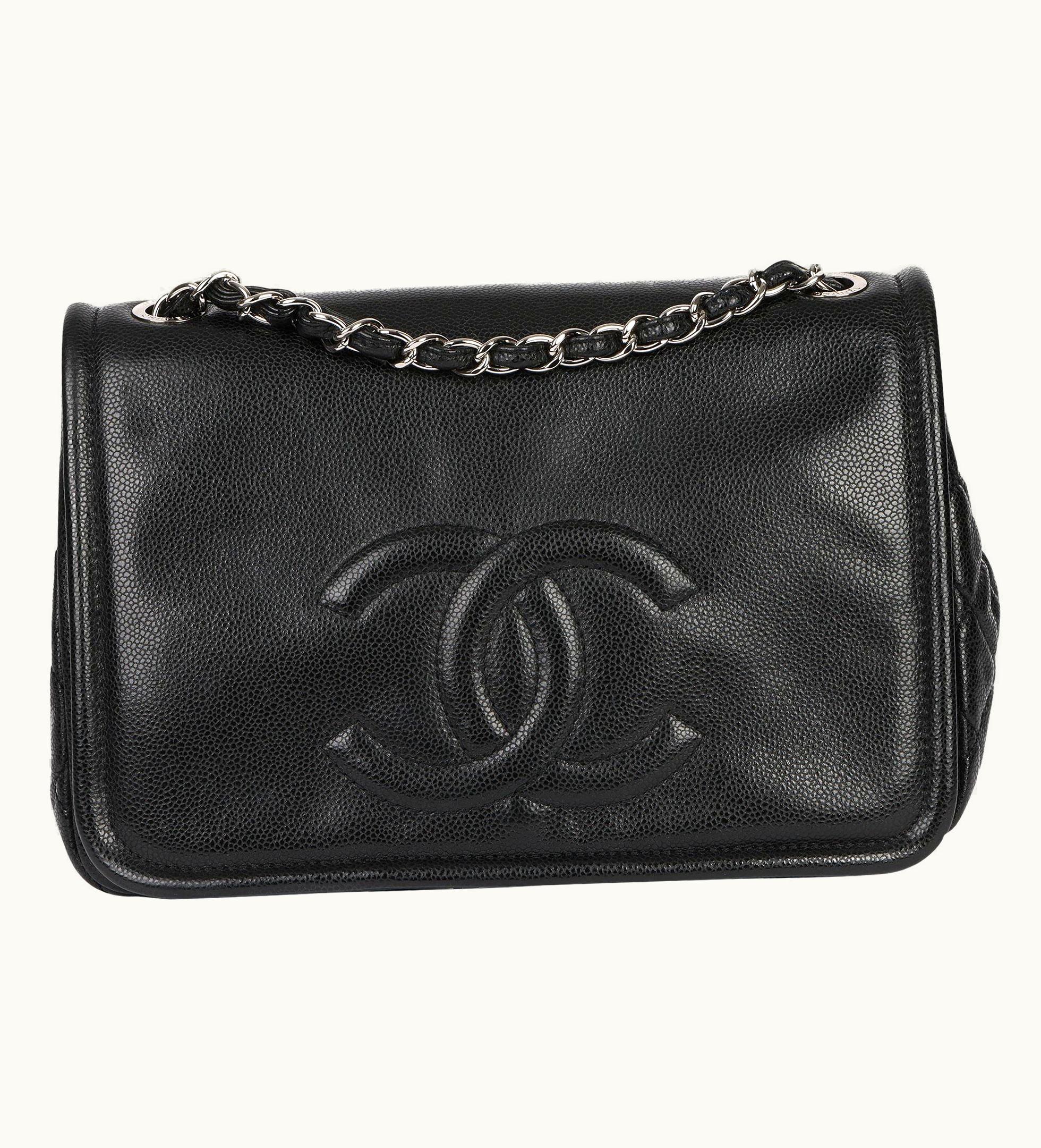 Chanel Chanel Black Quilted Caviar Leather Timeless Single Flap Bag