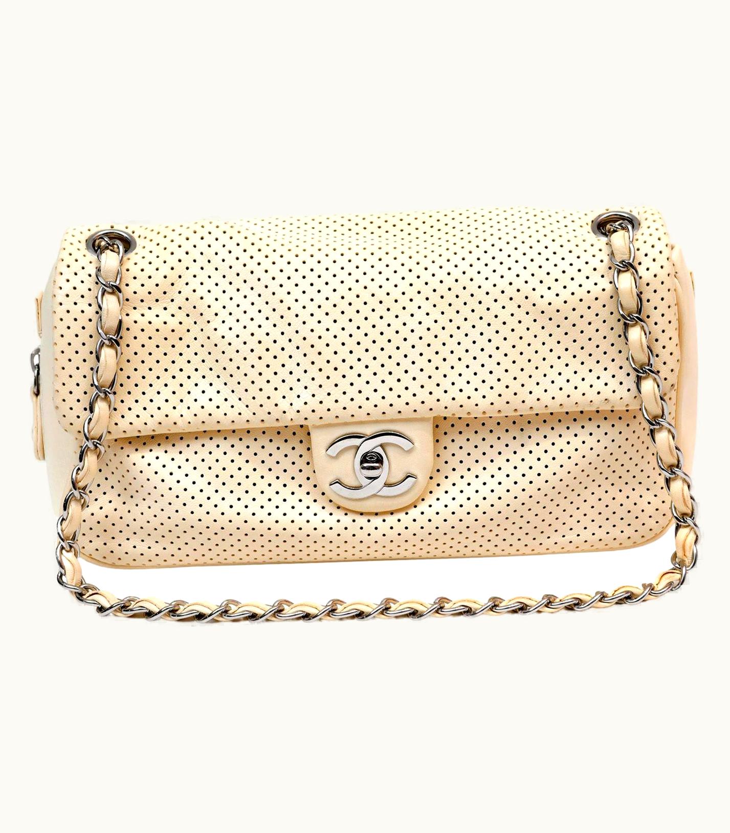 Chanel Chanel Pale Yellow Perforated Leather Baseball Spirit Flap Bag