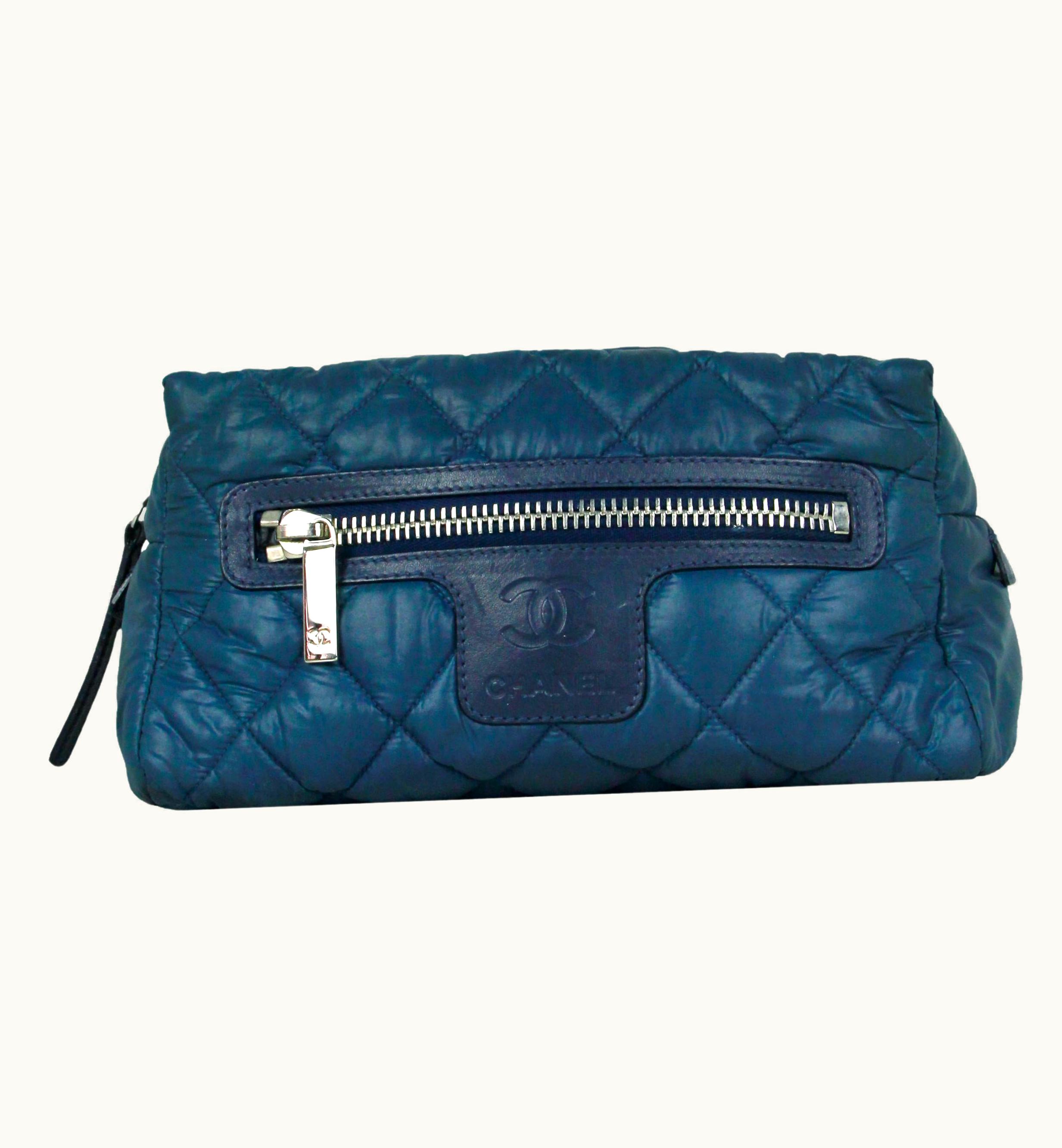 Chanel Chanel Blue Nylon Coco Cocoon Cosmetic Clutch Bag