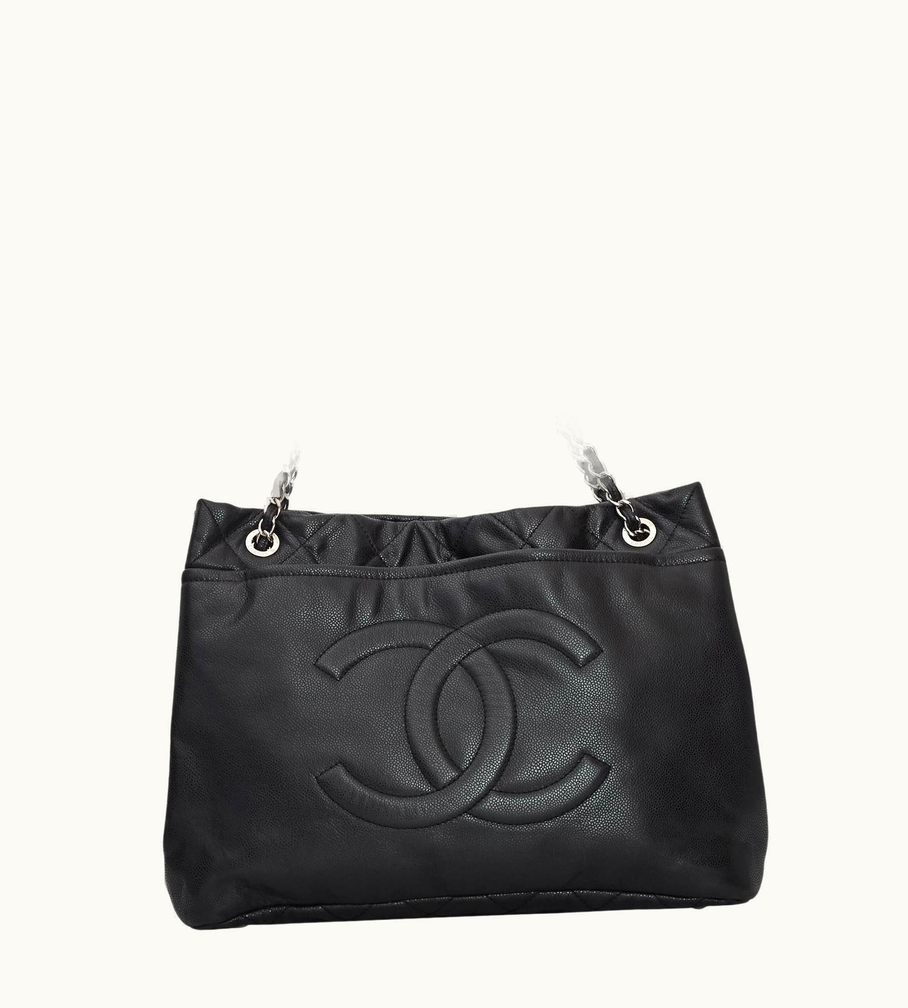 Chanel Chanel Vintage Caviar Black Leather Grand Shopping Tote Large