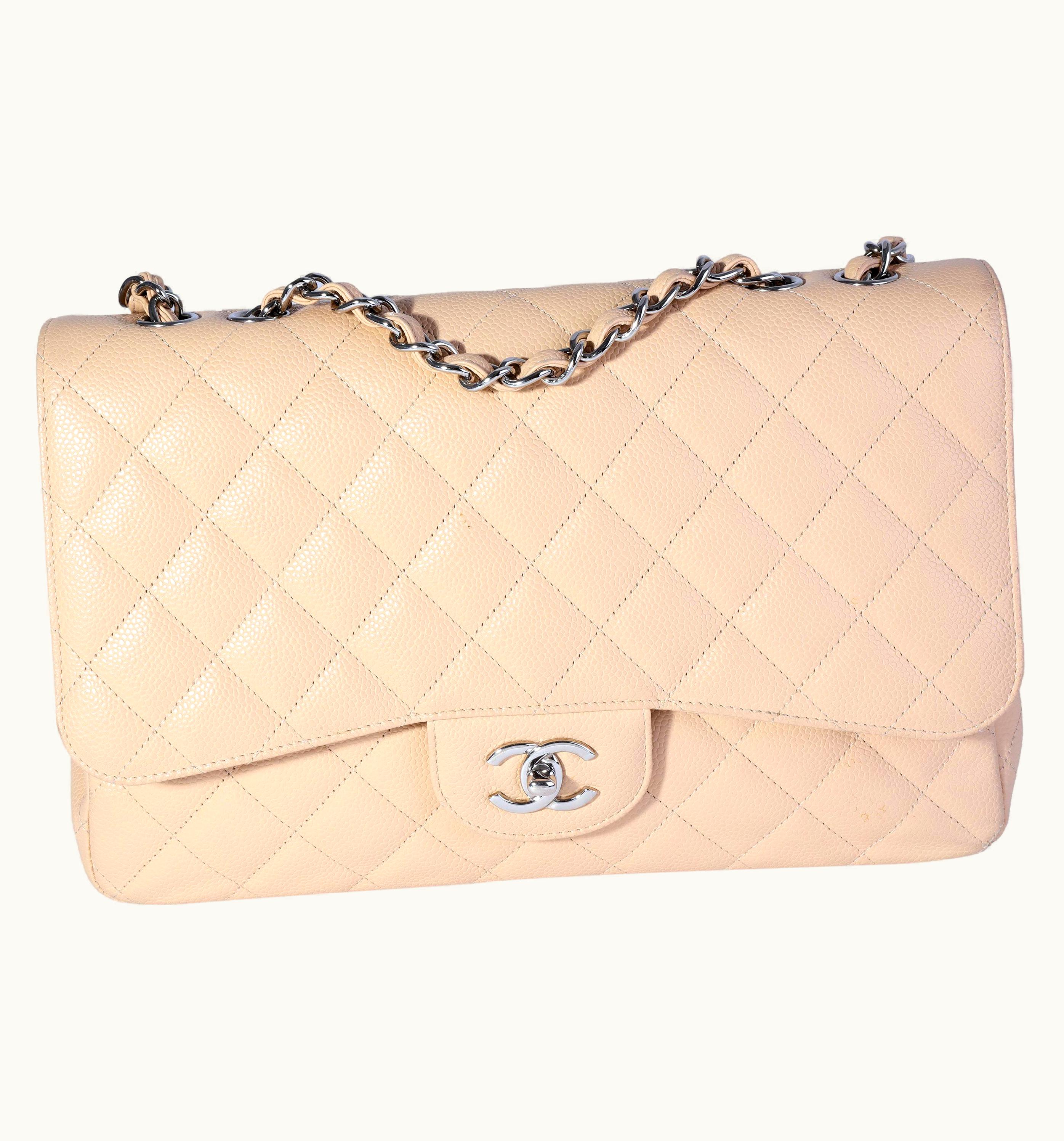 Chanel Chanel Jumbo Classic Single Flap Crossbody Bag Beige Caviar