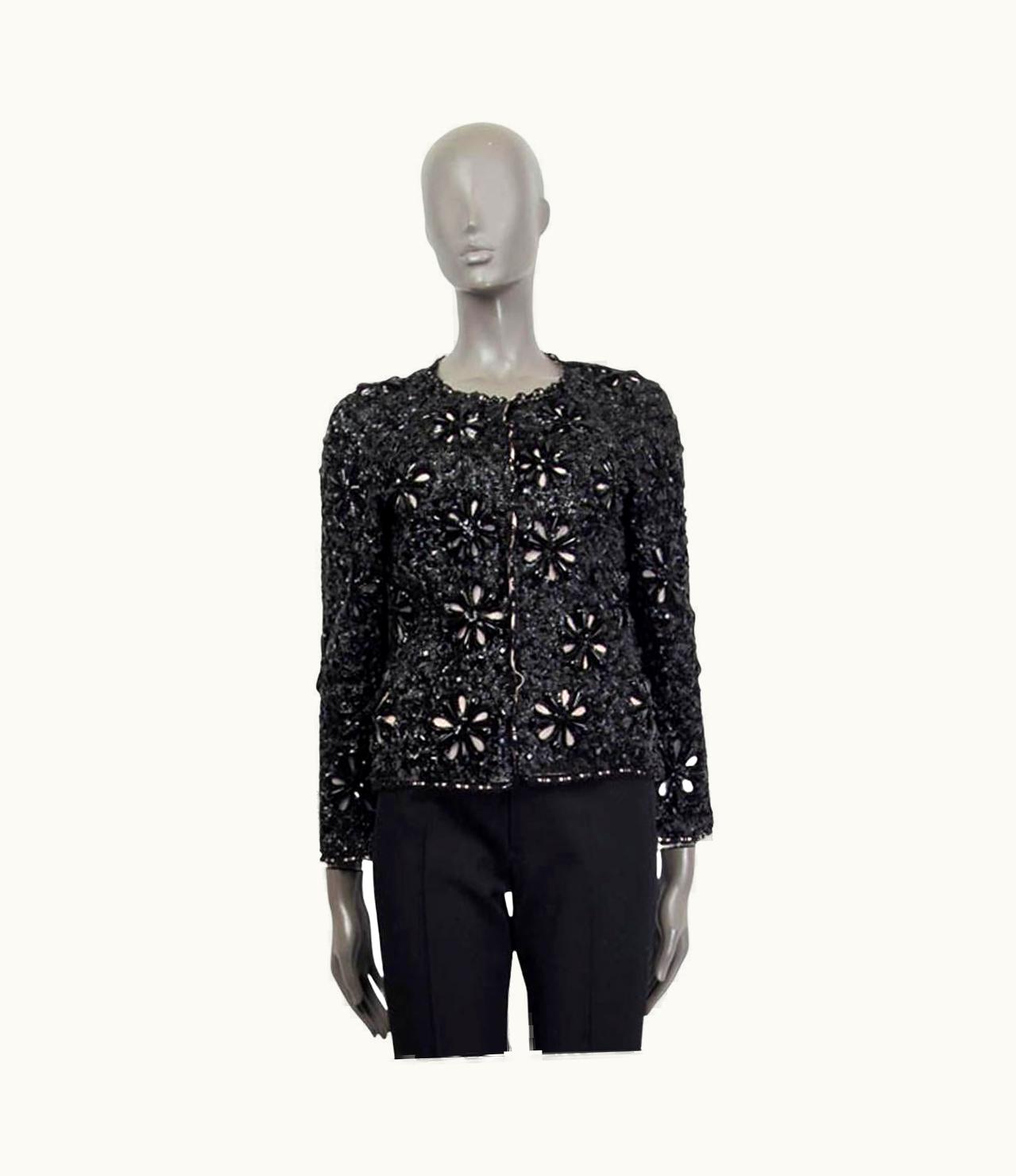 Chanel Chanel Black 2010 Sequin & Flower Embellished Evening Jacket
