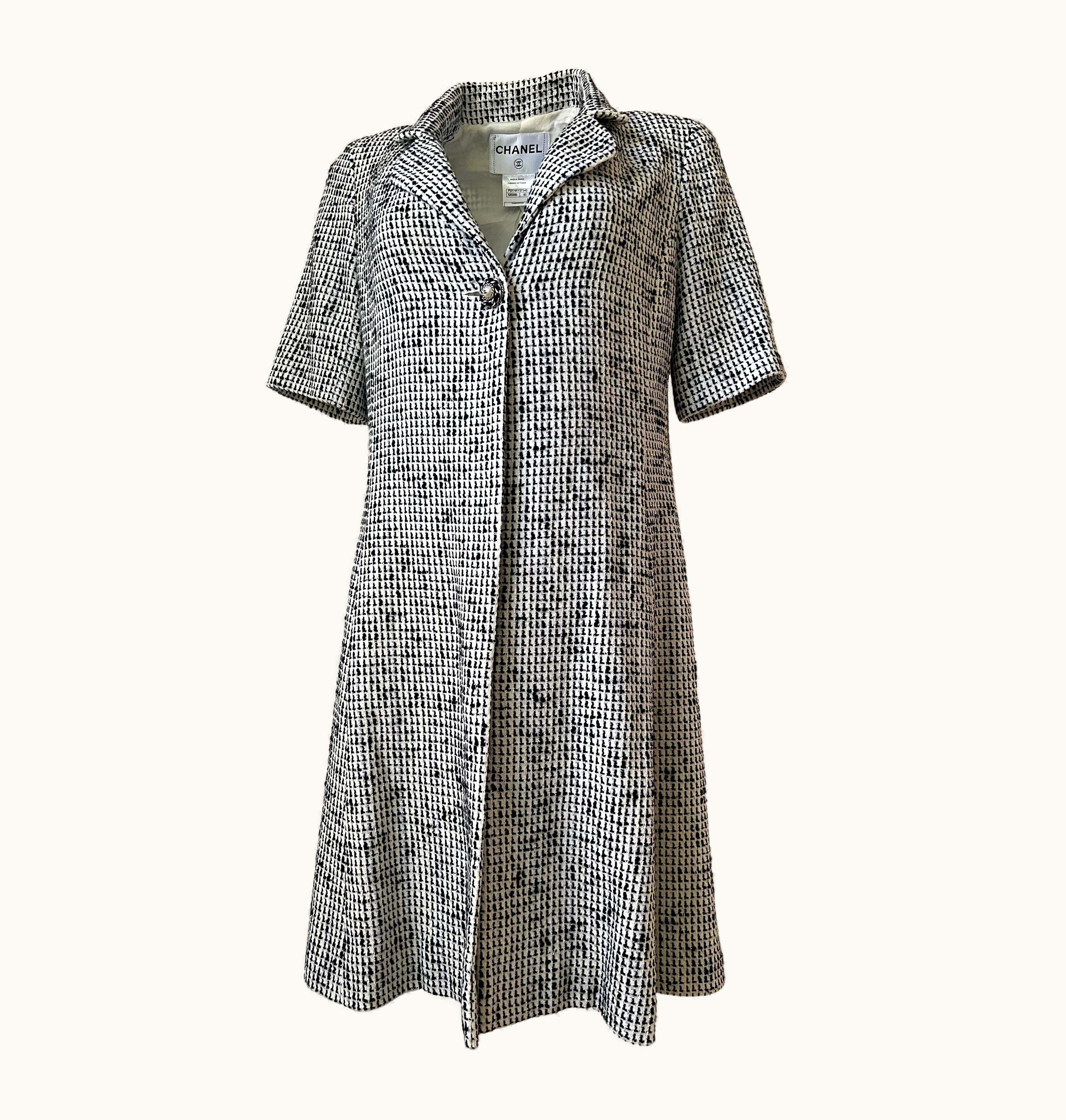 Chanel Chanel Dress Coat Black And White Tweed 2010