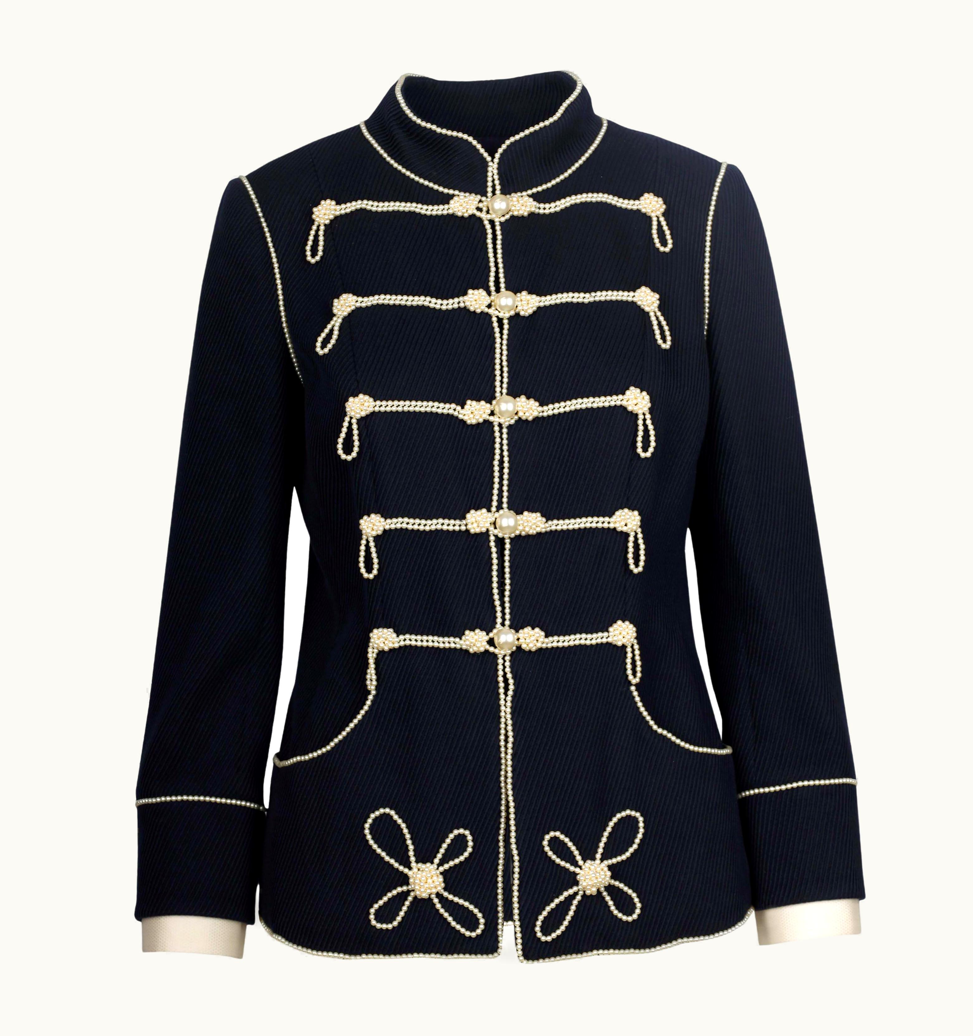 Chanel Chanel Navy Majorette Jacket With Pearls - '10s