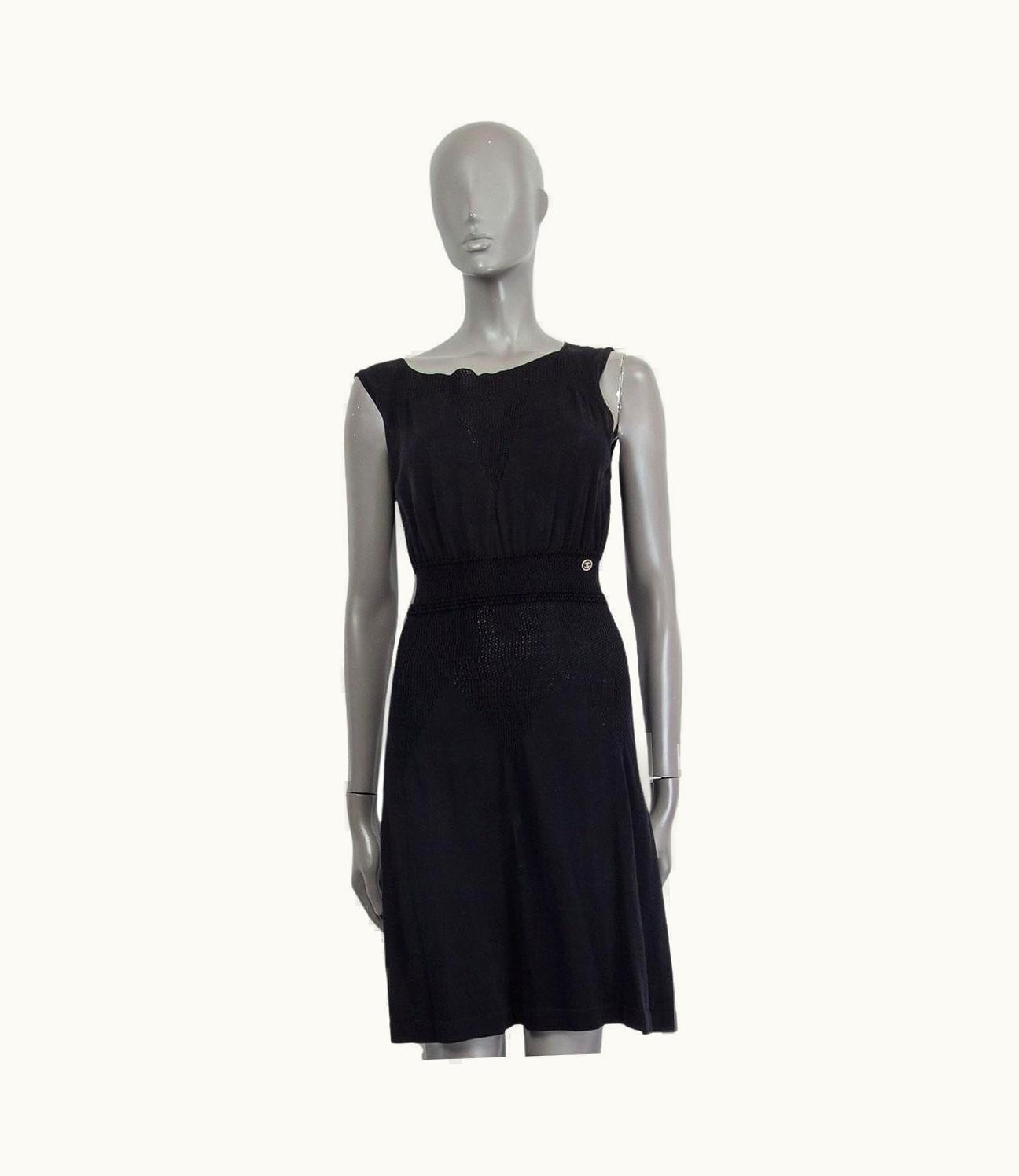 Chanel Chanel Black Cotton 2011 11p Sleeveless Knit Dress