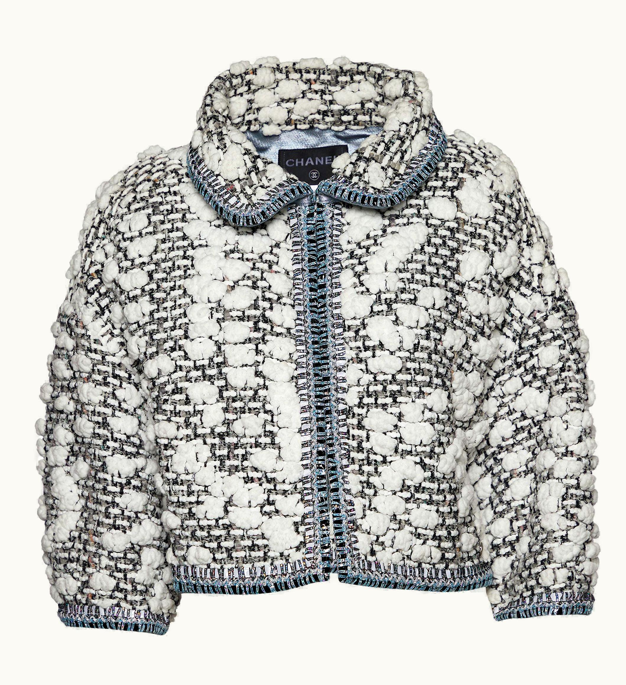 Chanel Chanel Monochrome Tweed Oversized Cropped Jacket