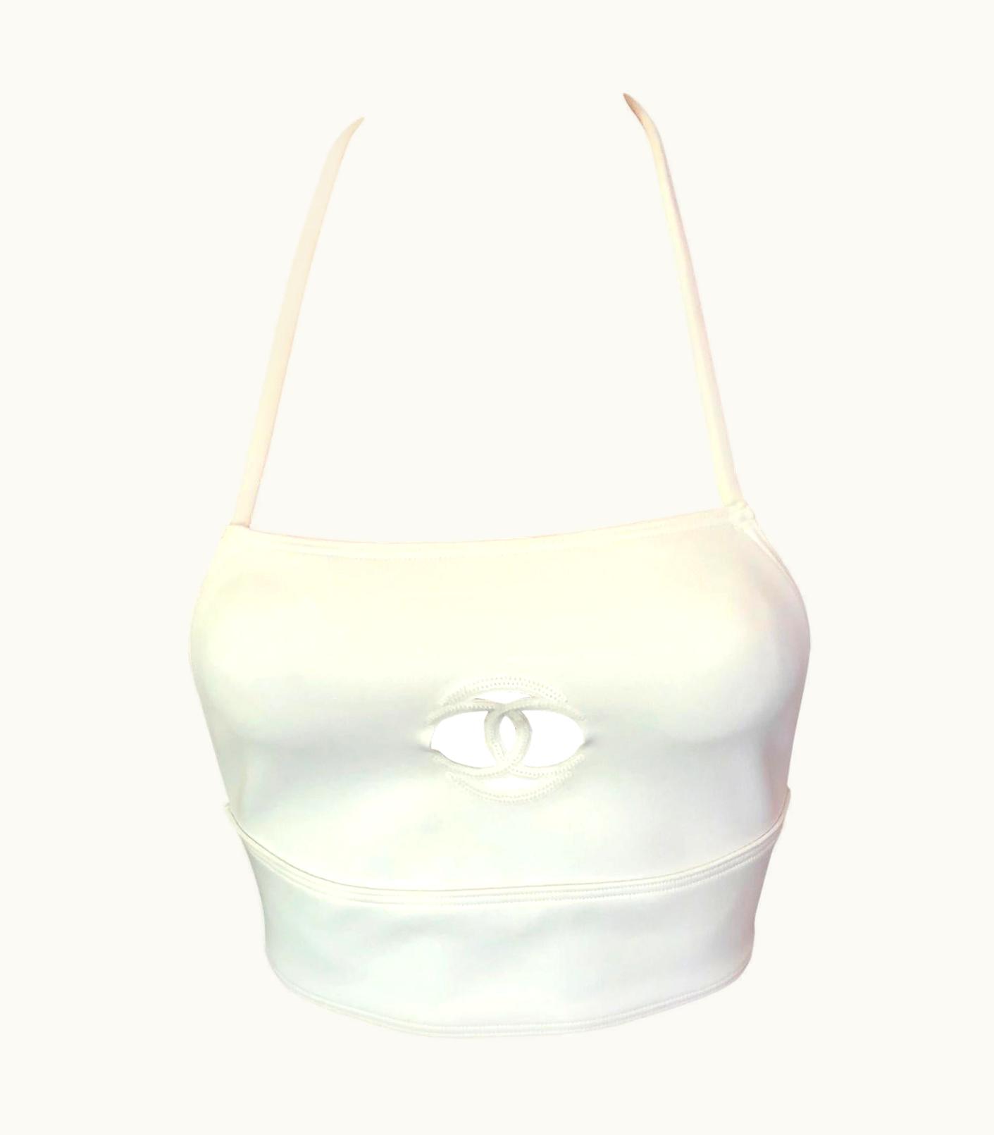 Chanel Chanel Monogram Cc Logo Cutout Crop Top