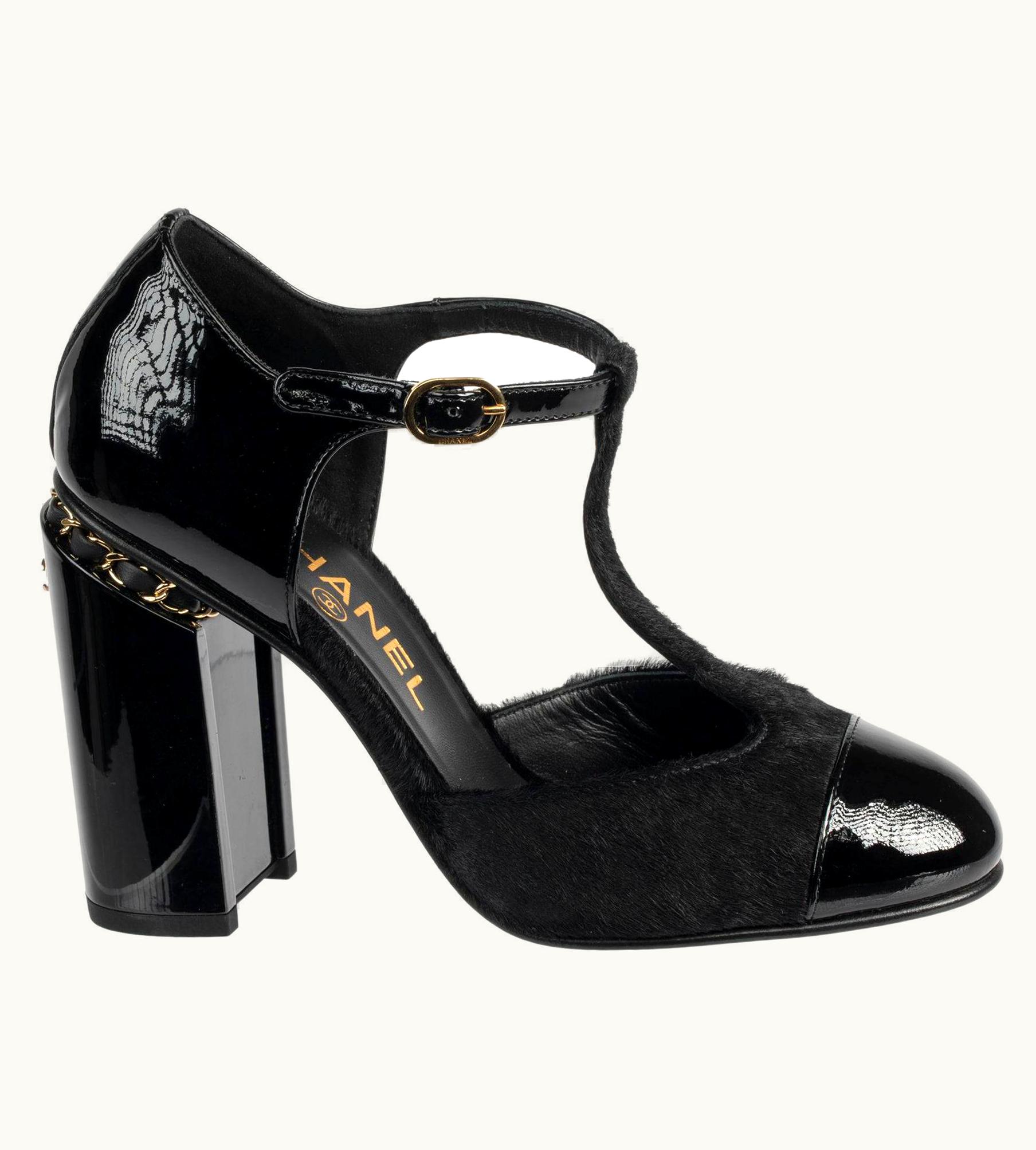Chanel Chanel Patent Leather & Pony Hair Heel 36 Fr