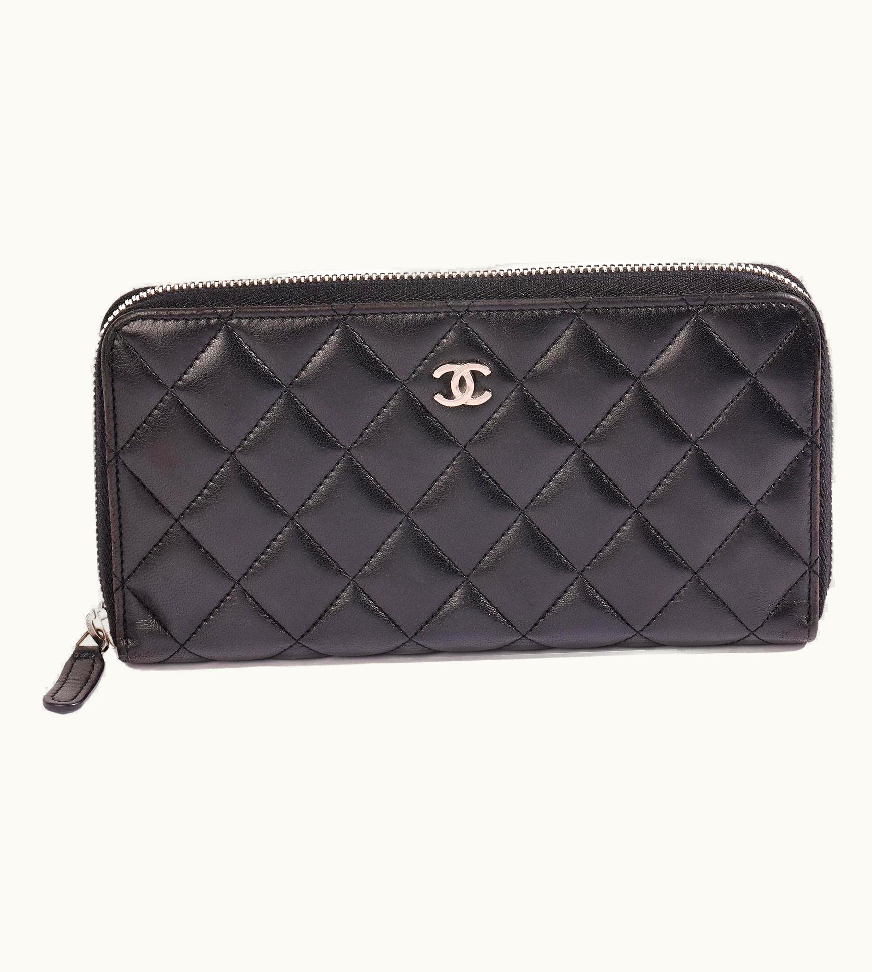 Chanel Chanel Black Quilted Lambskin Classic Long Zipped Wallet
