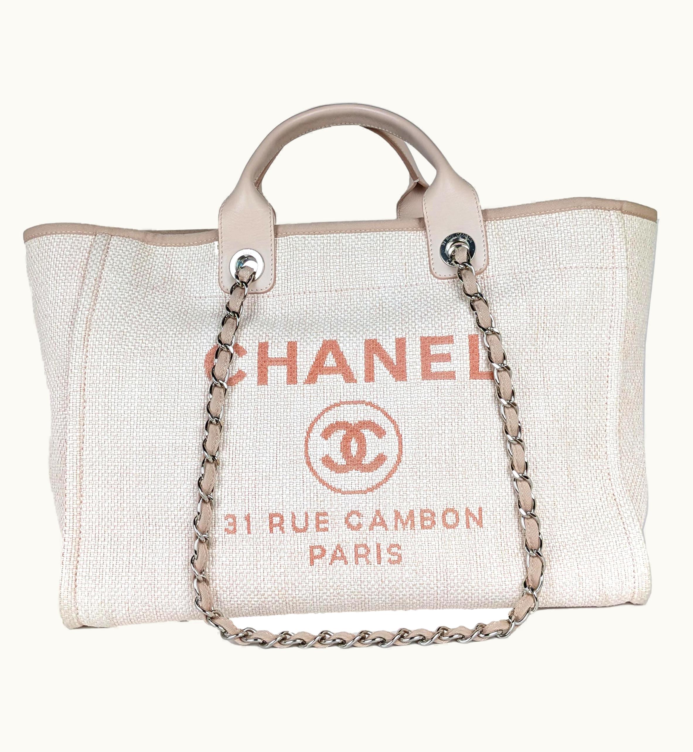 Chanel Chanel Woven Raffia Pink Medium Deauville Tote Bag