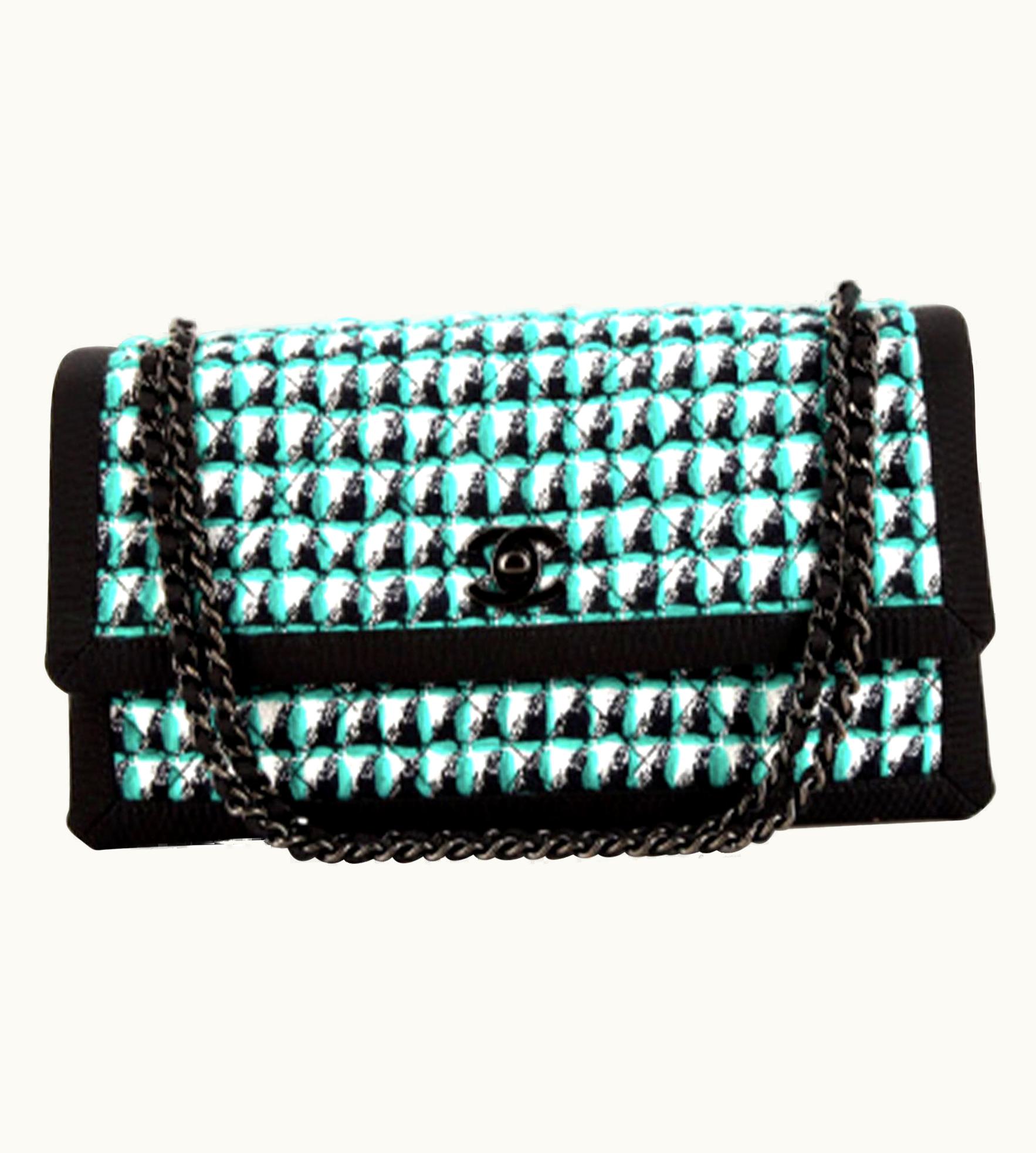 Chanel Chanel Timeless Black Green & White Tweed Crossbody Bag