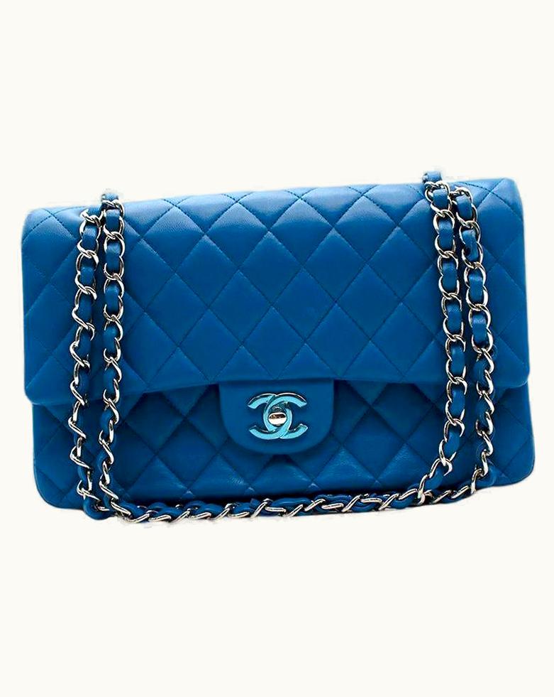 Chanel Chanel Classic Double Flap Blue Quilted Leather Bag