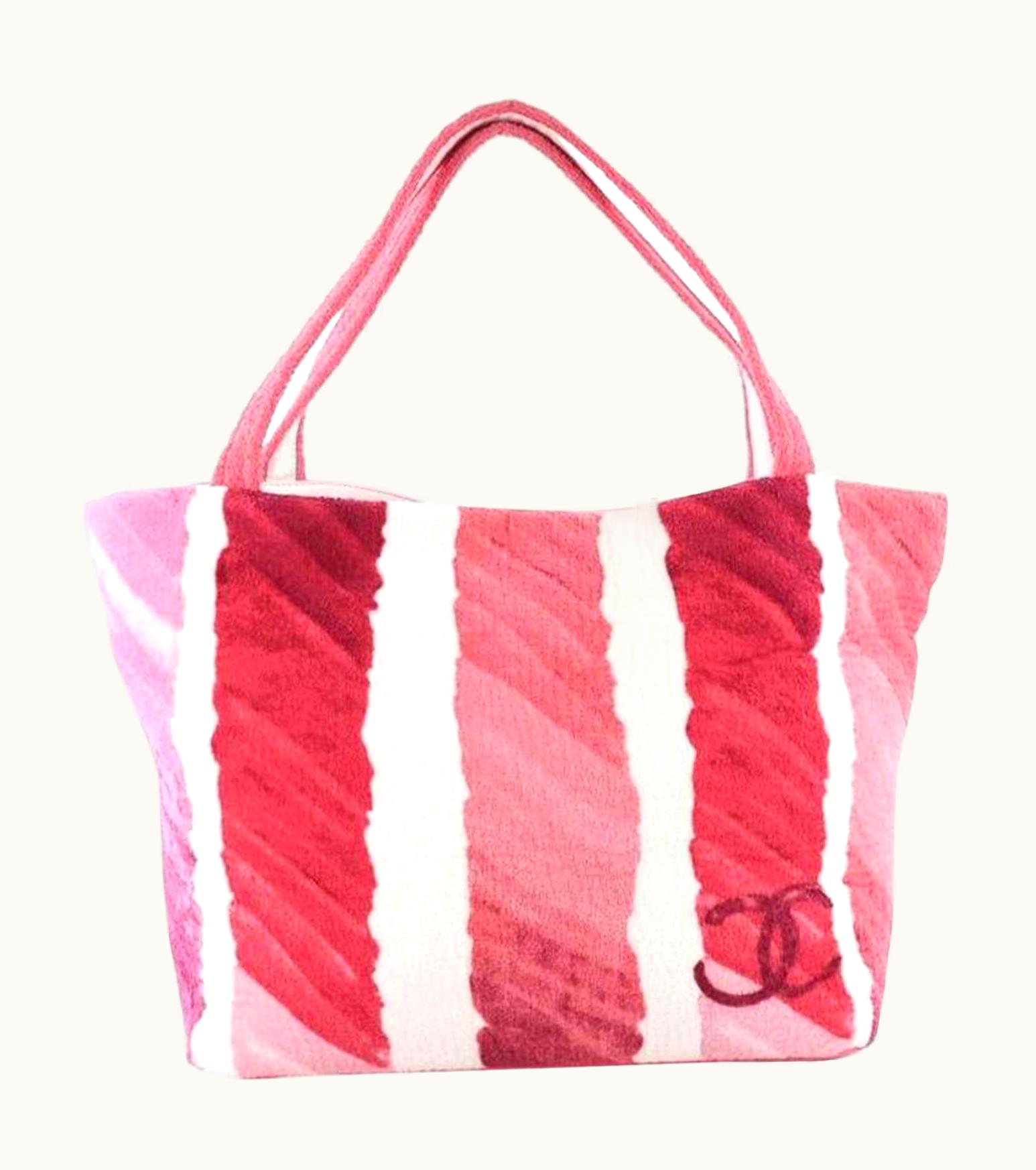 Chanel Chanel Cc Beach Medium Pink Terry Cloth Tote