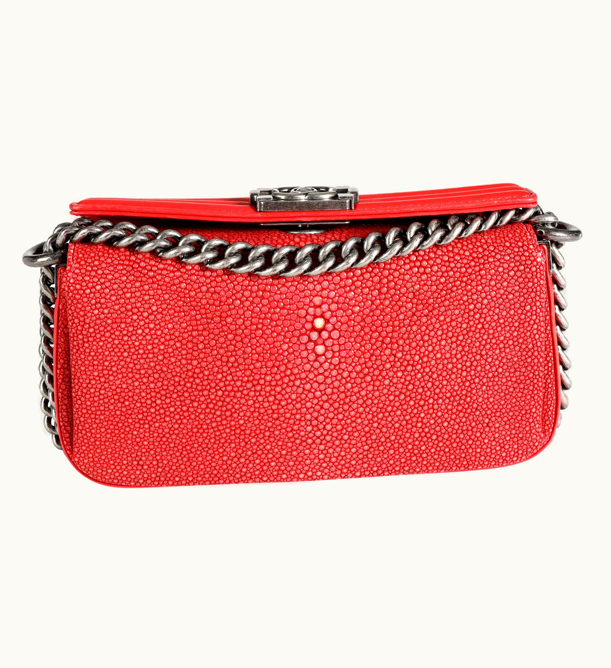 Chanel Chanel Red Stingray & Calfskin Boy Crossbody Bag