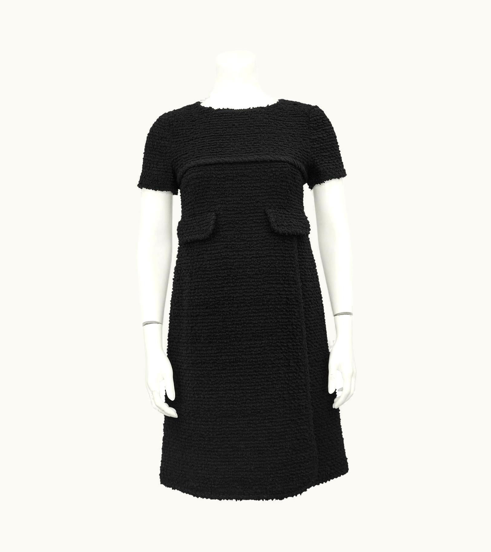 Chanel Mid 2000s Chanel Black Boucle Short Sleeve Dress