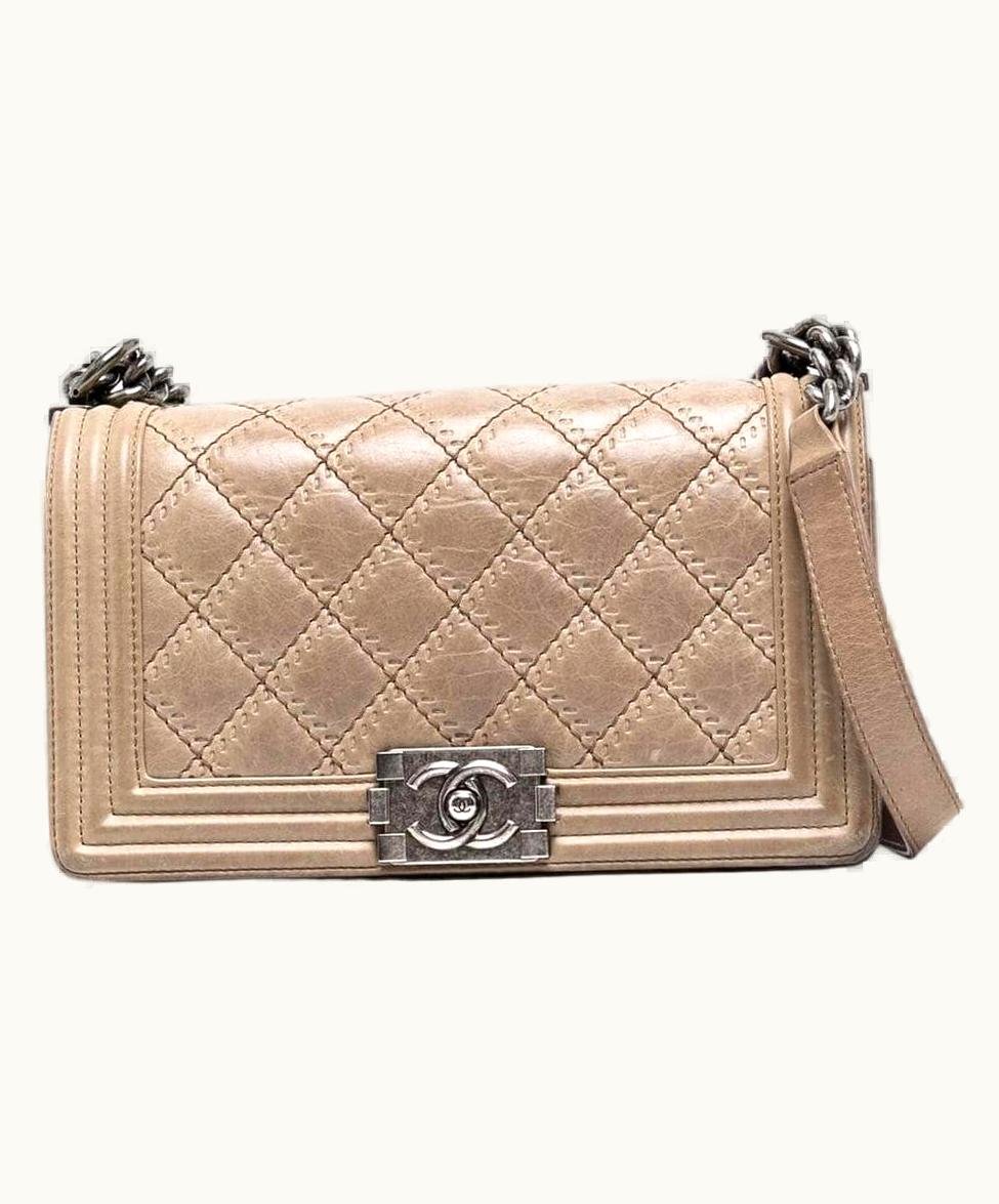 Chanel Chanel Aged Leather Medium Boy Bag With Rhw