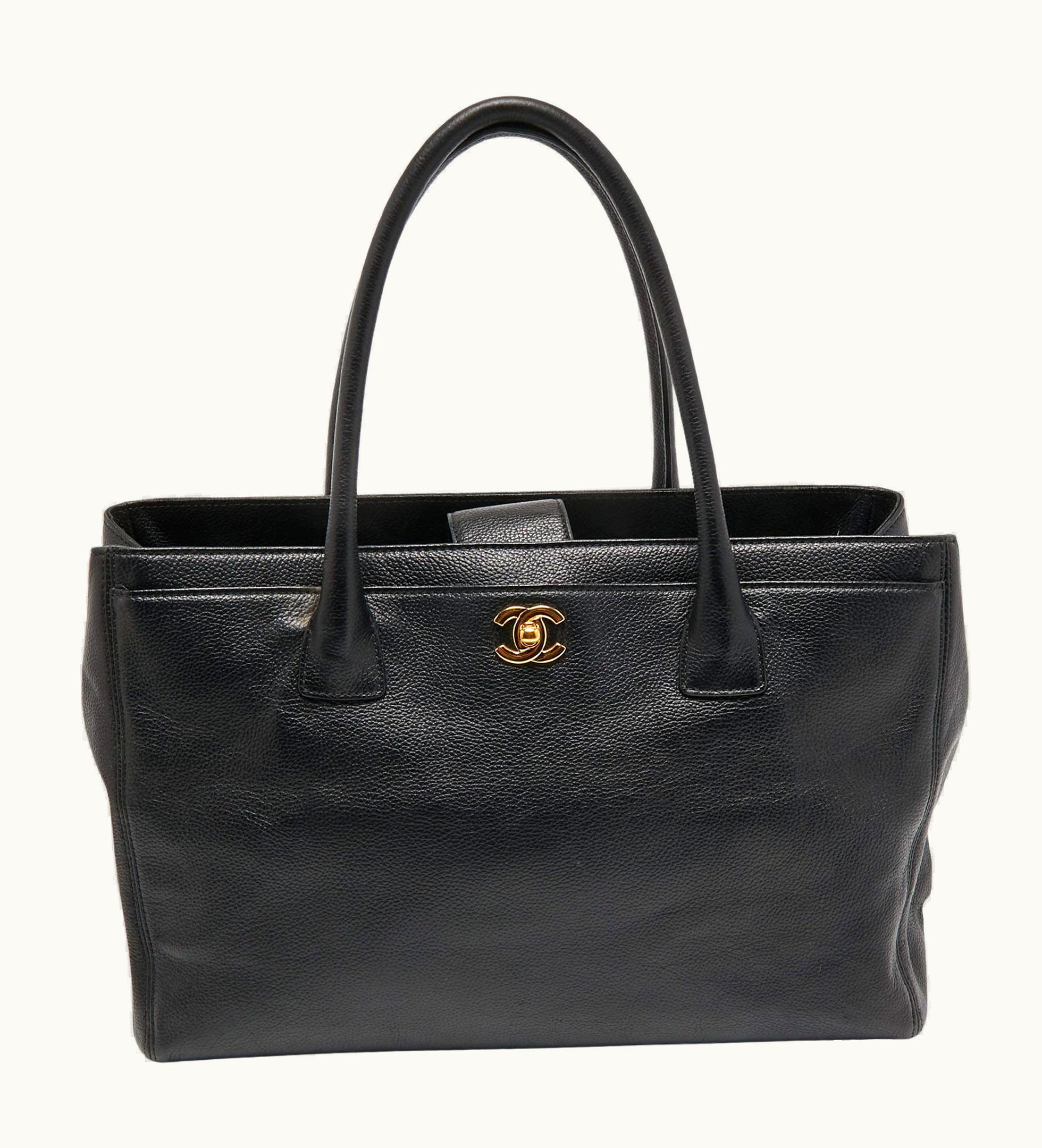 Chanel Chanel Black Caviar Leather Cerf Shopper Tote
