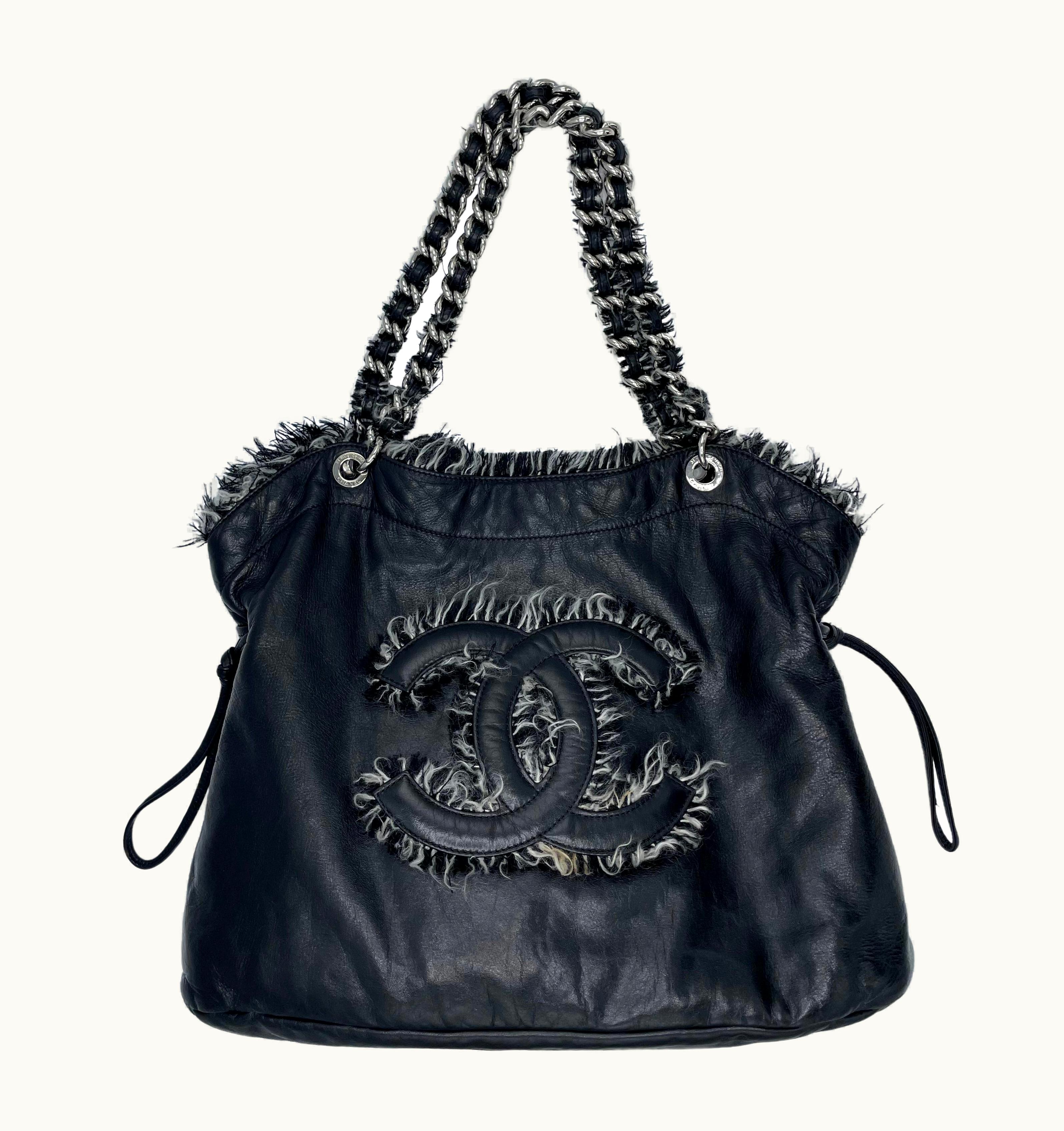 Chanel Chanel Funny Tweed Bon Tote Lambskin Black