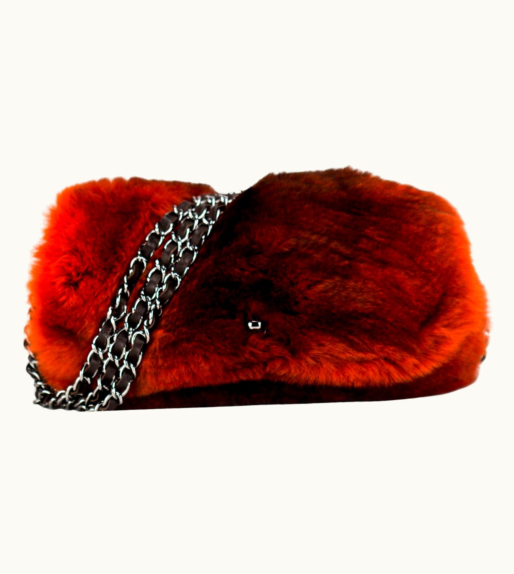 Chanel Chanel Classic Ombre Chain Around Flap Orange Fur Baguette