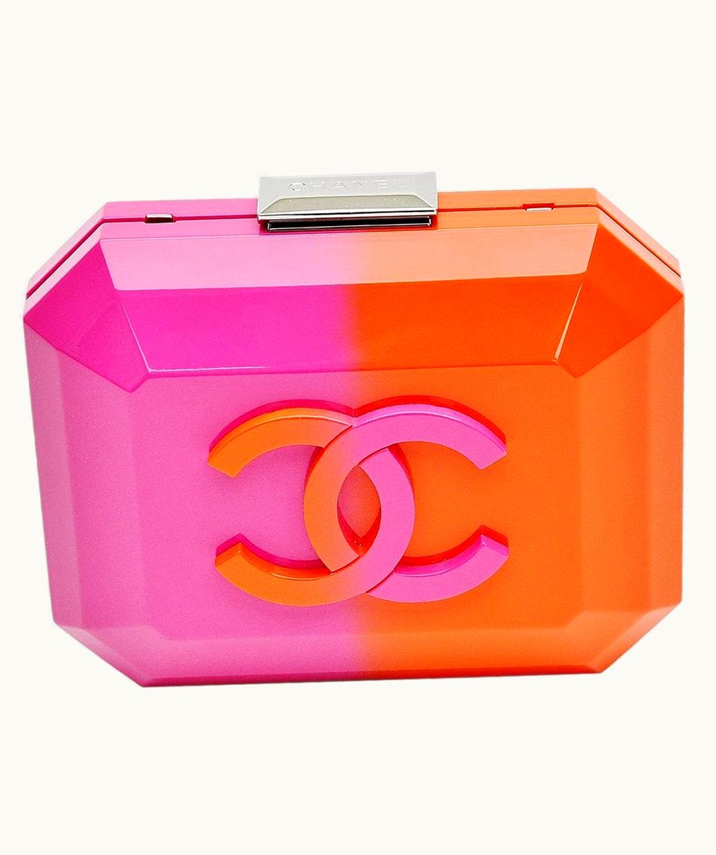 Chanel Chanel Runway Minaudière Ombre Pink & Orange Hard Shell Handbag Clutch