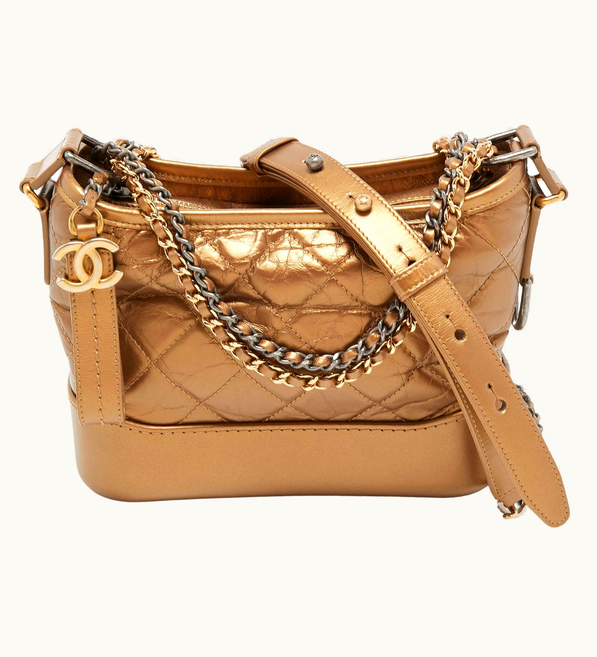 Chanel Chanel Metallic Brown Quilted Leather Small Gabrielle Hobo