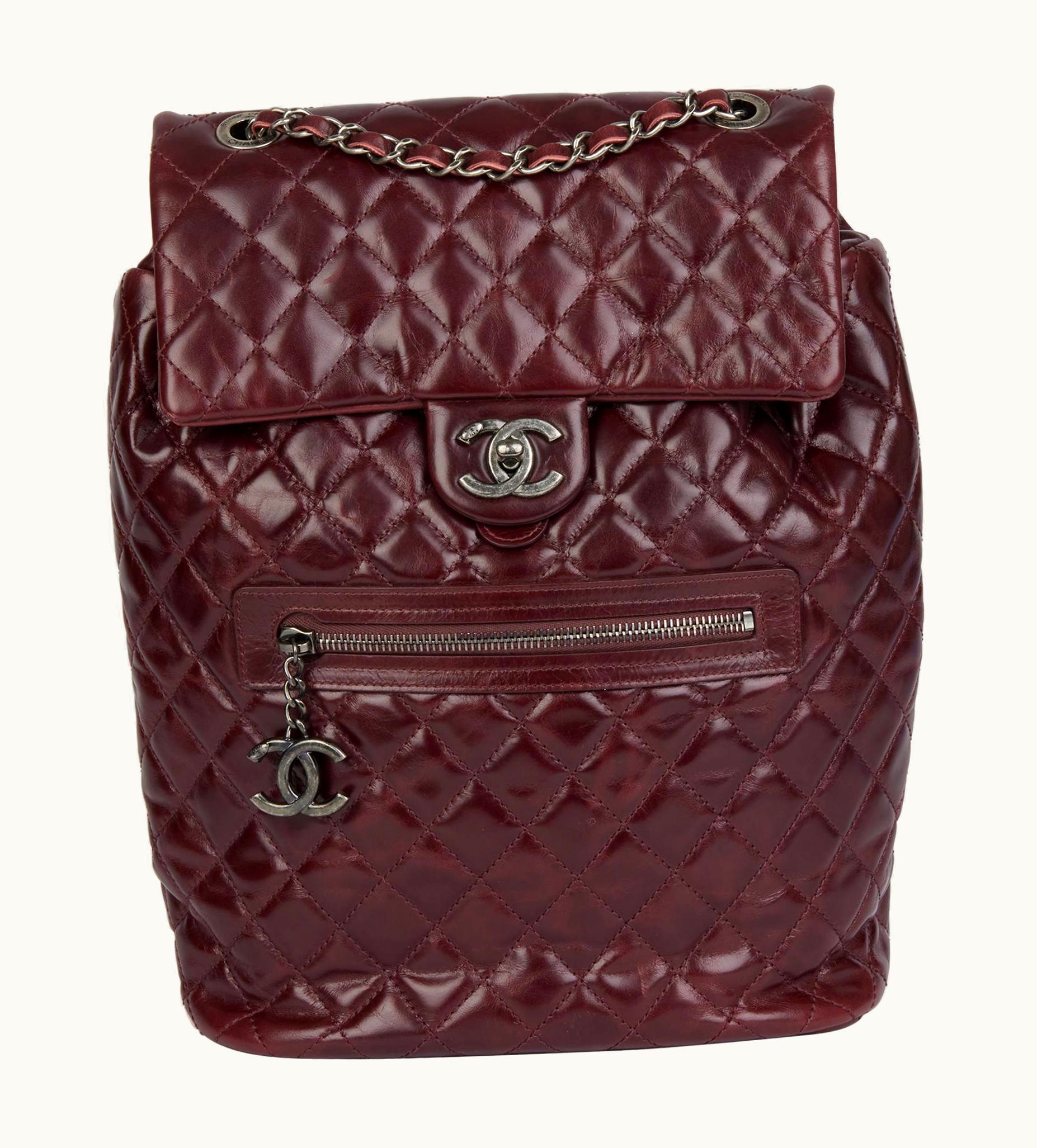 Chanel Chanel Burgundy Calfskin Leather Small Mountain Backpack