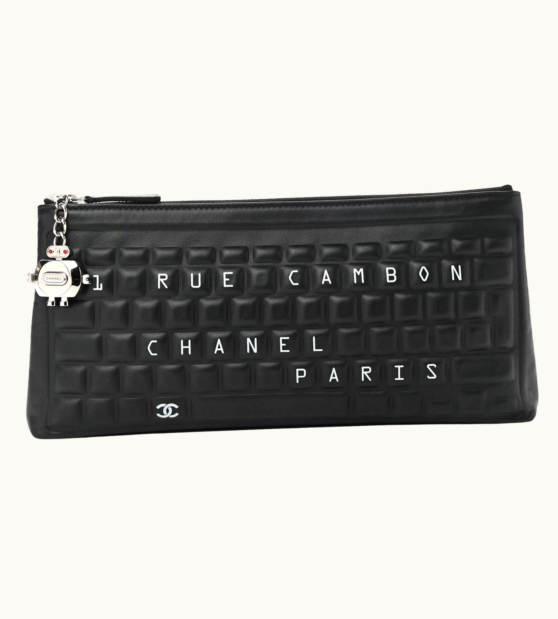 Chanel Chanel Iconic Novelty Keyboard Black Lambskin Clutch Minaudière